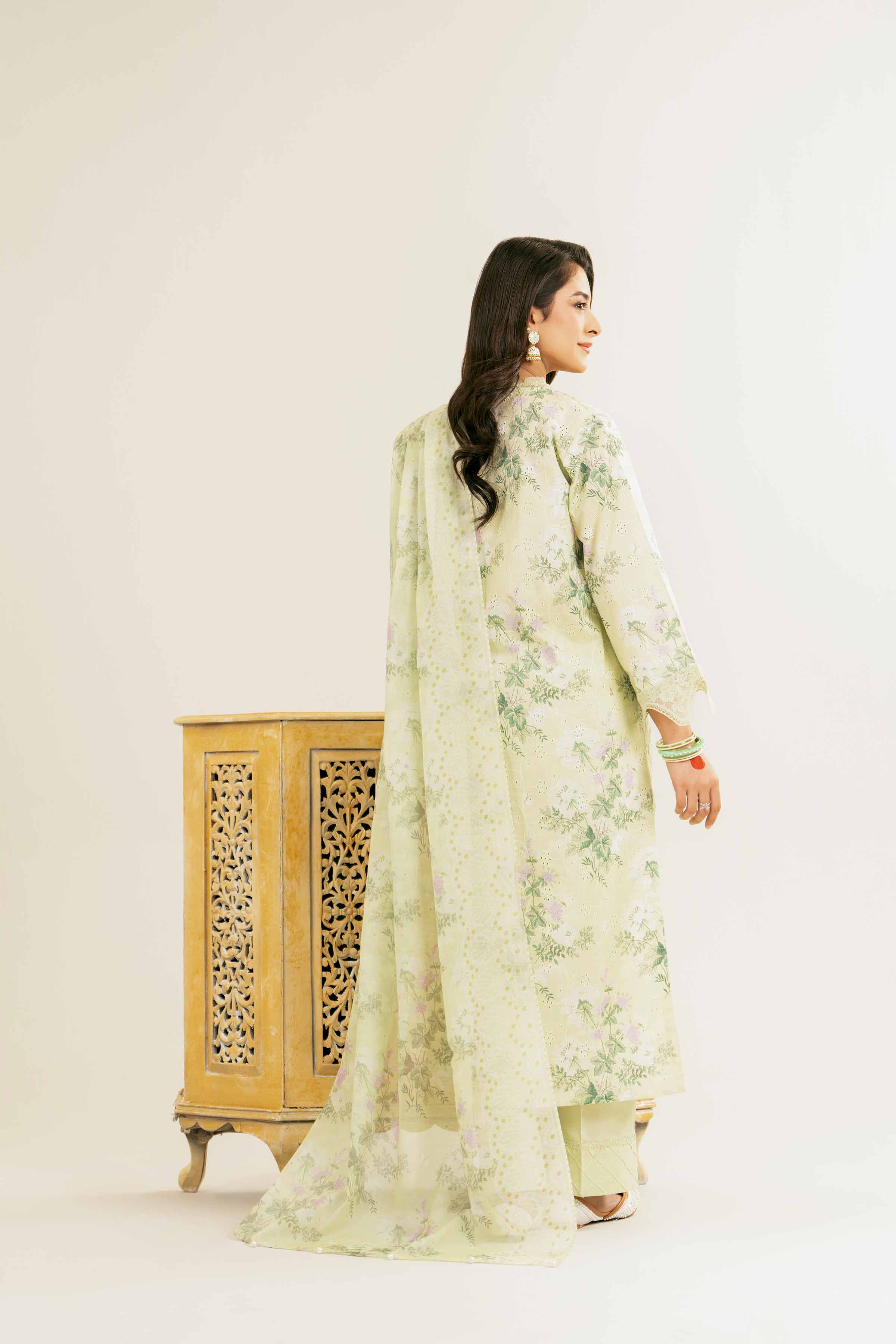 NishatUK - Pistachio Printed Chicken Kari 3-piece ready to wear Suit