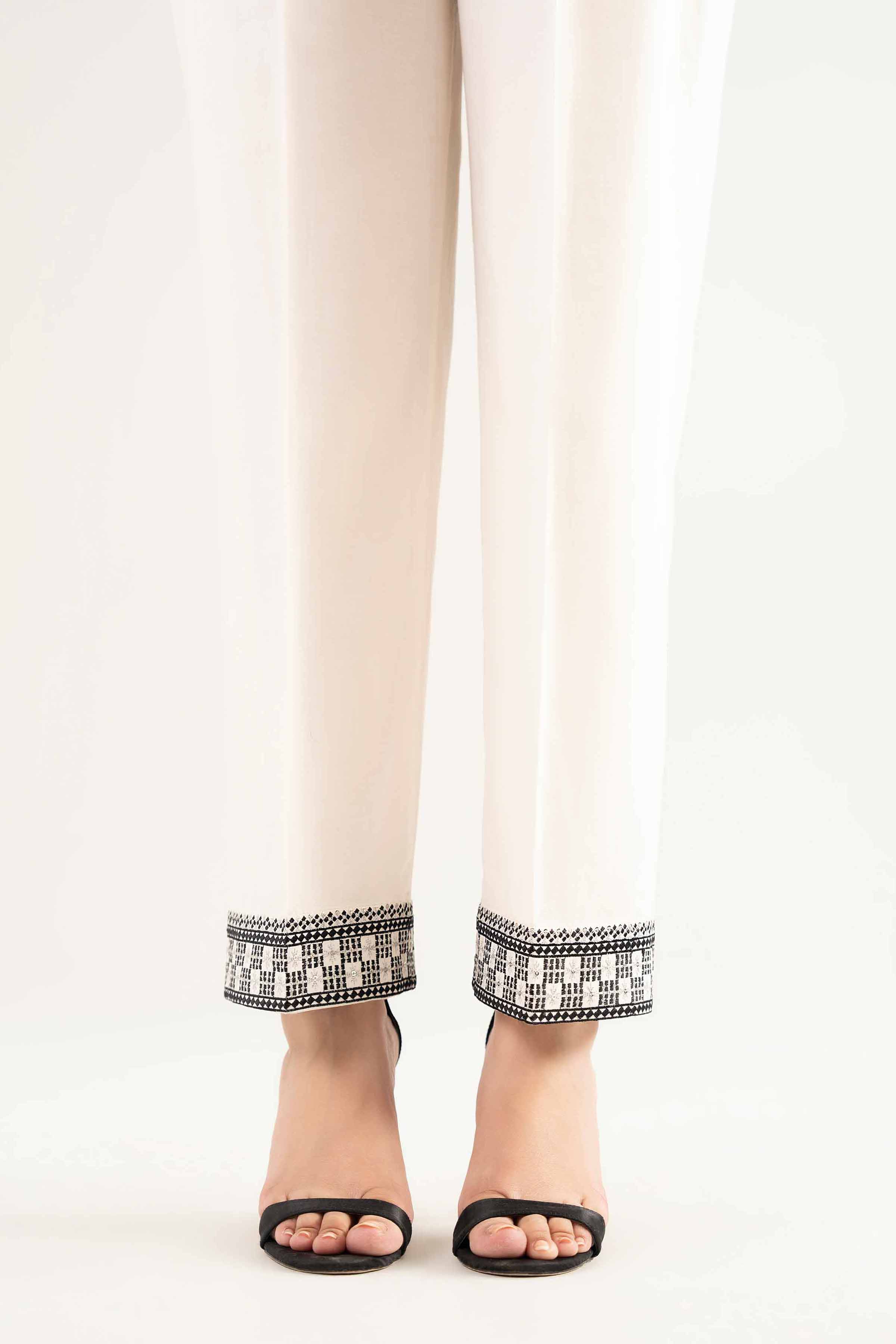 NishatUK - Off White Embroidered Cambric 1-piece ready to wear Trouser