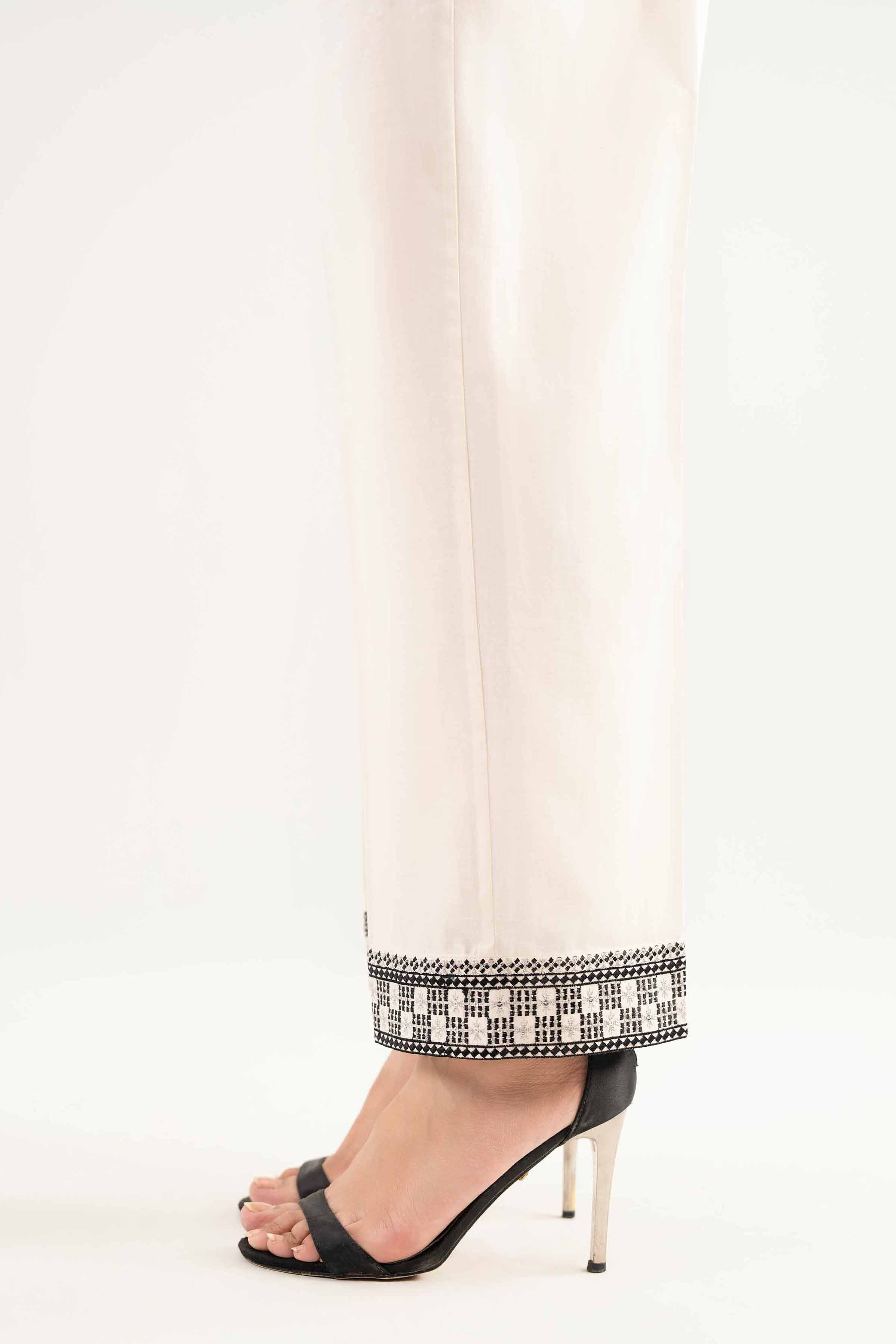 NishatUK - Off White Embroidered Cambric 1-piece ready to wear Trouser