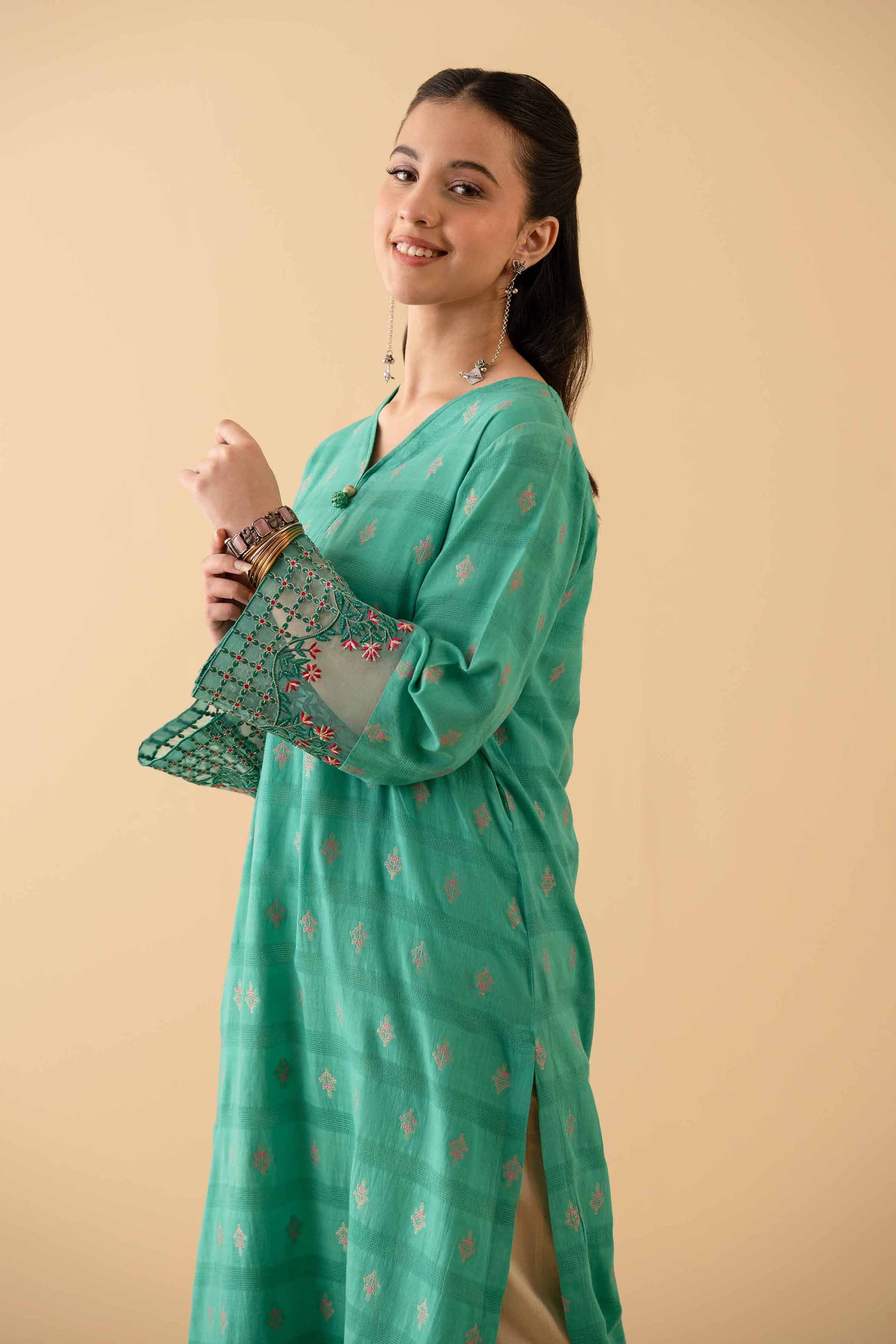 NishatUK - Blue Embroidered Jacquard 1-piece ready to wear Shirt