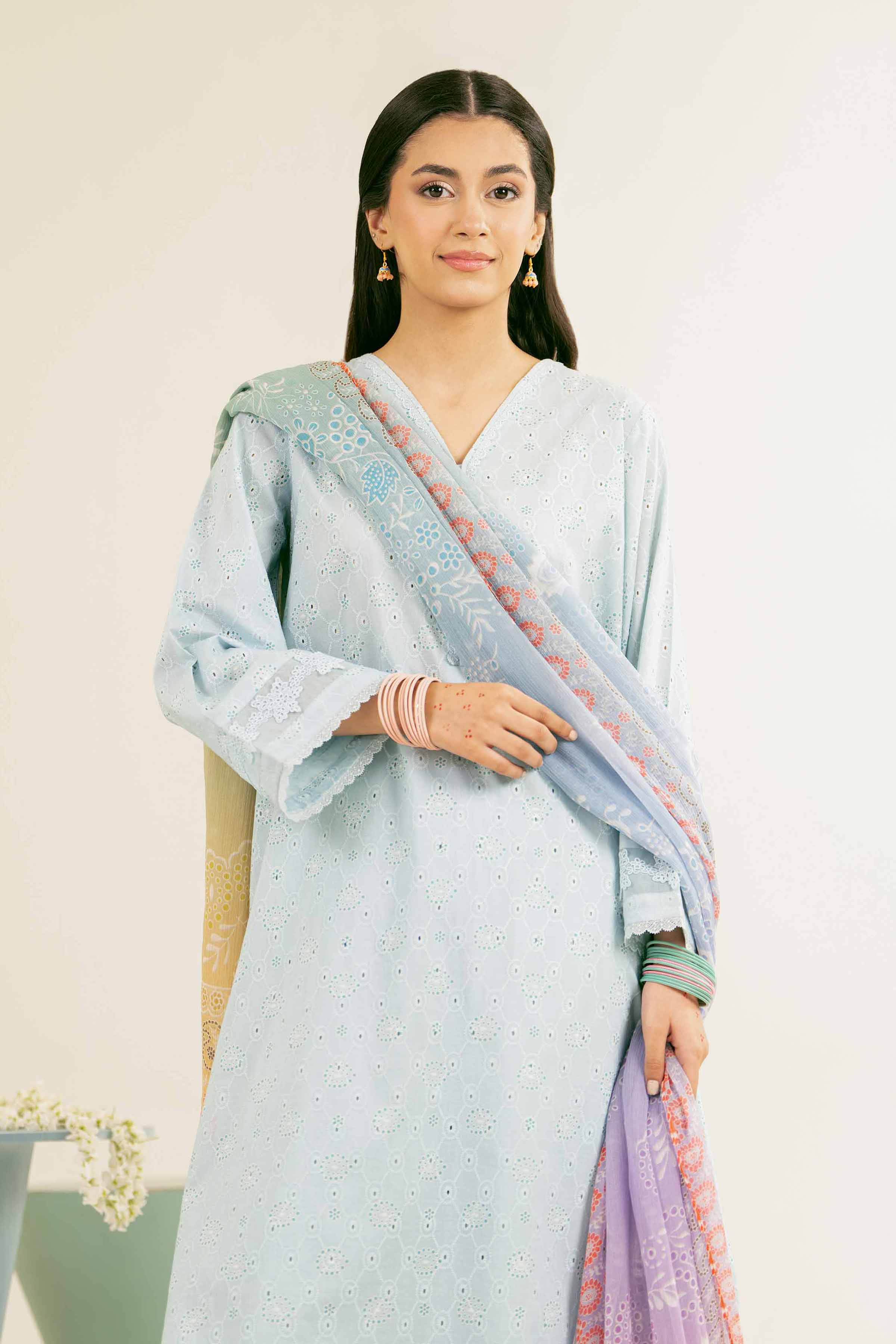 NishatUK - Brown Printed Chicken Kari 3-piece ready to wear Suit