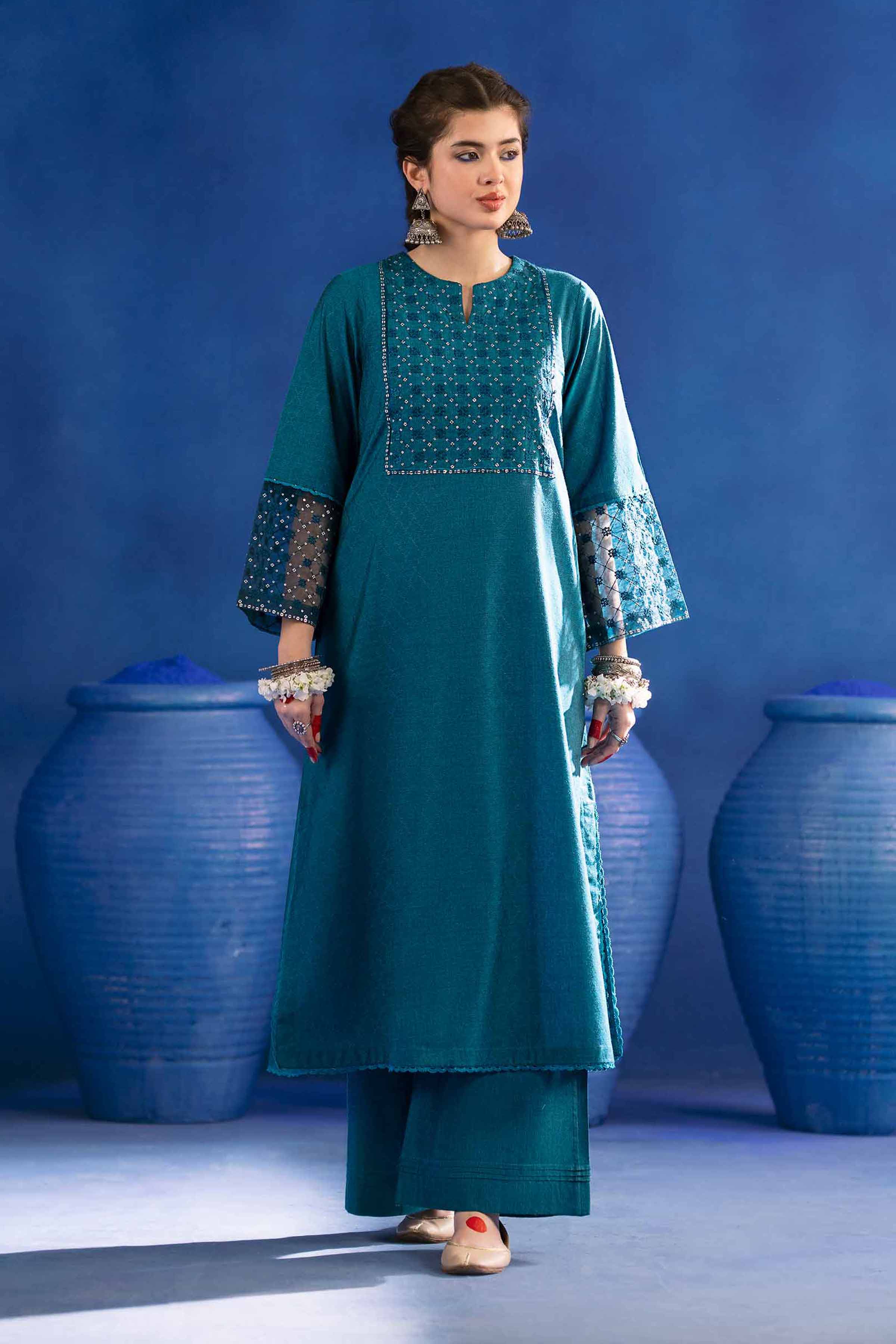 NishatUK - Brown Embroidered Jacquard 2-piece ready to wear Dress