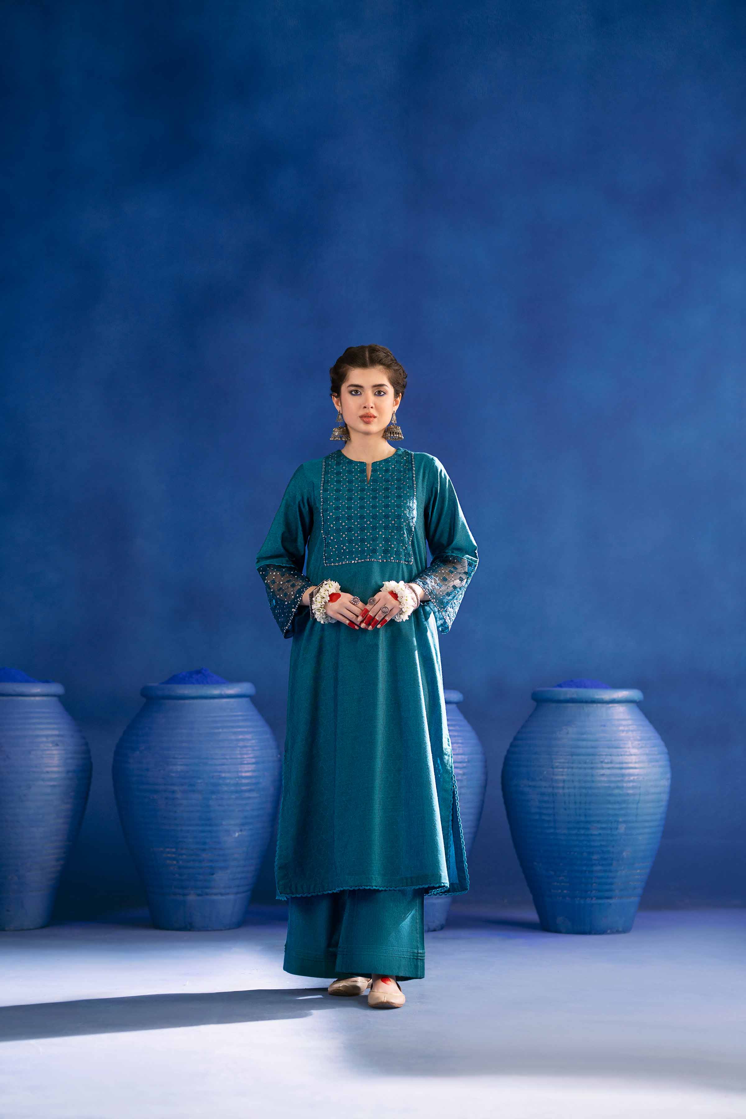 NishatUK - Brown Embroidered Jacquard 2-piece ready to wear Dress