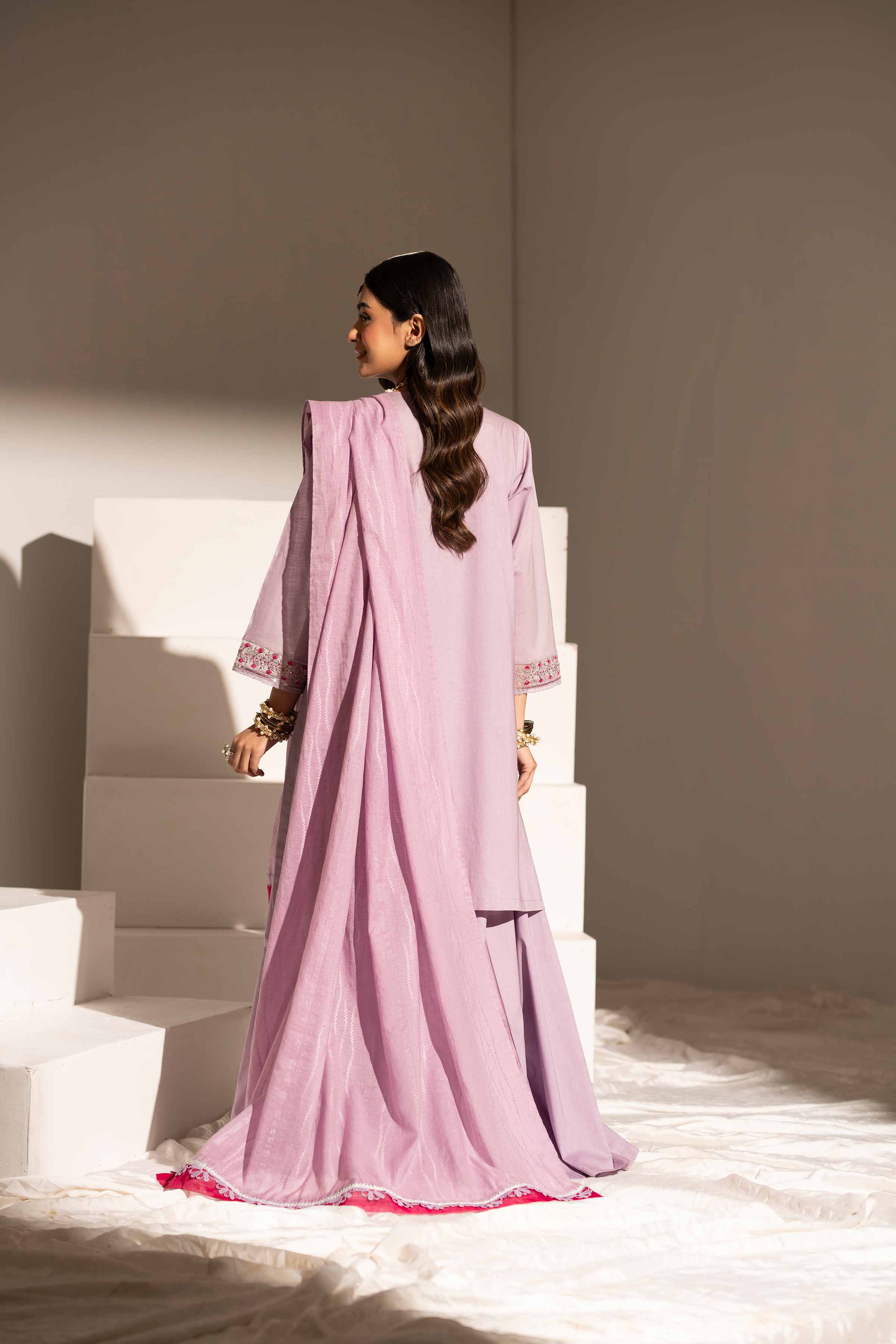 NishatUK - Purple Embroidered Cambric 3-piece ready to wear Suit