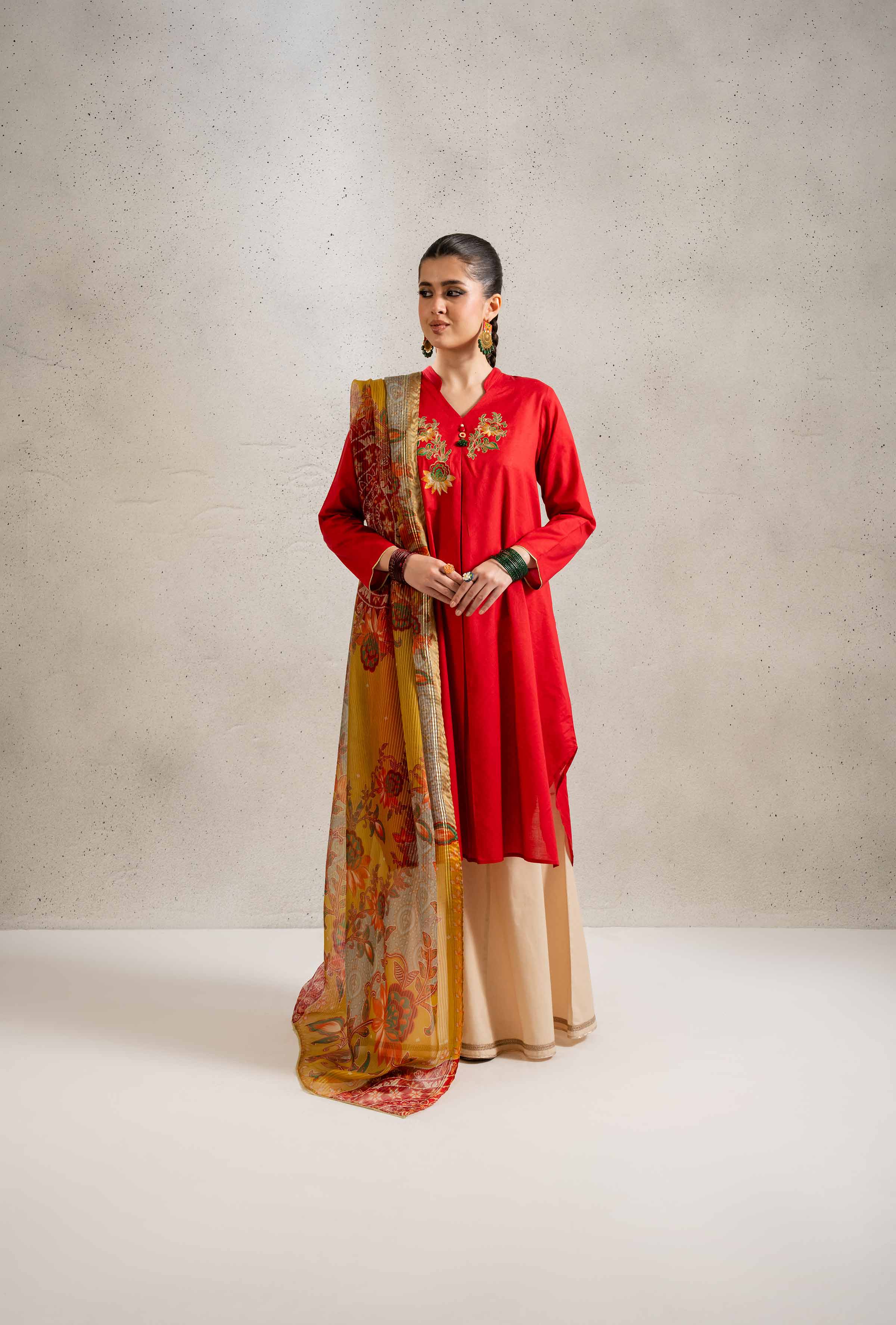 NishatUK - Brown Embroidered Lawn 2-piece ready to wear Dress