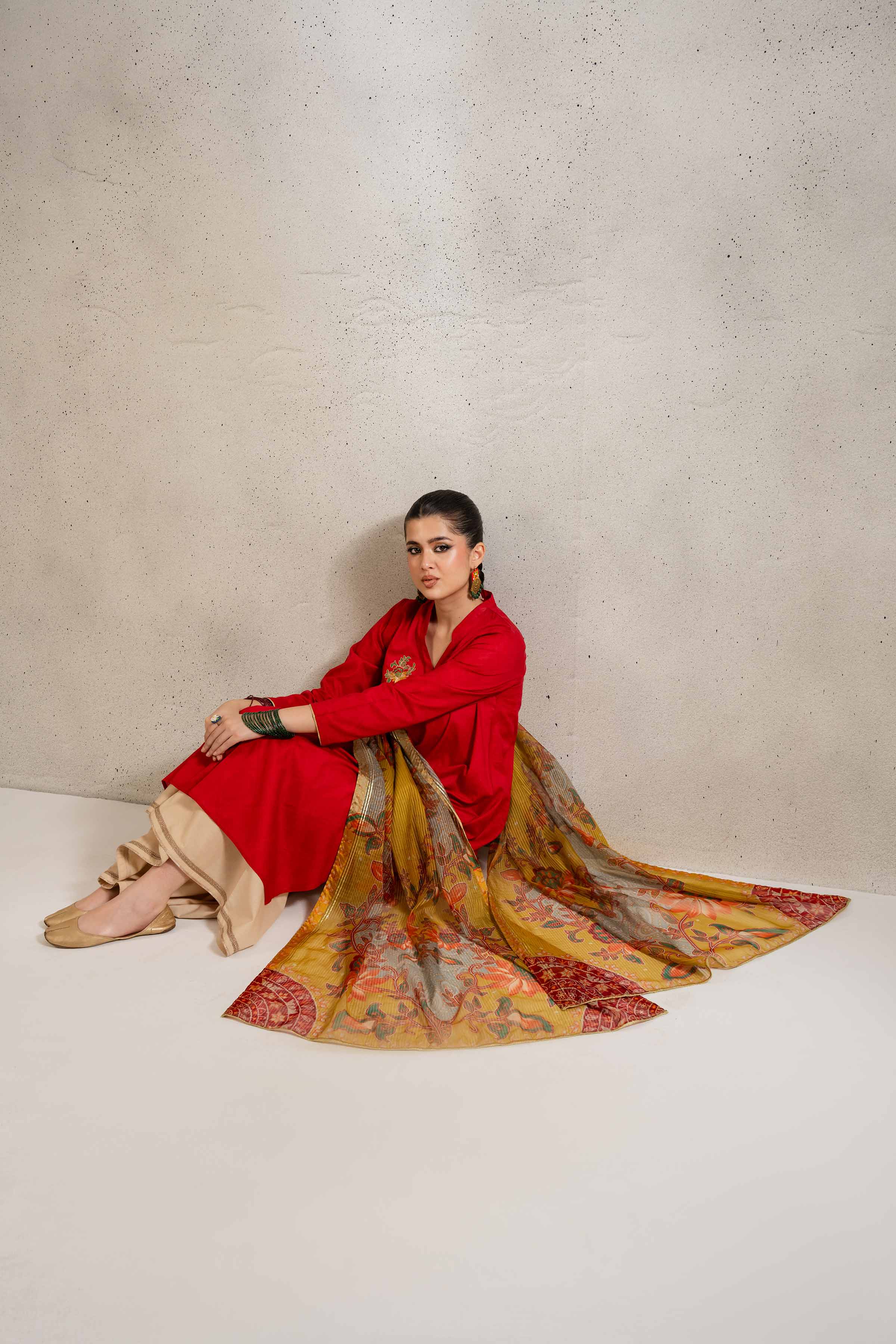 NishatUK - Brown Embroidered Lawn 2-piece ready to wear Dress