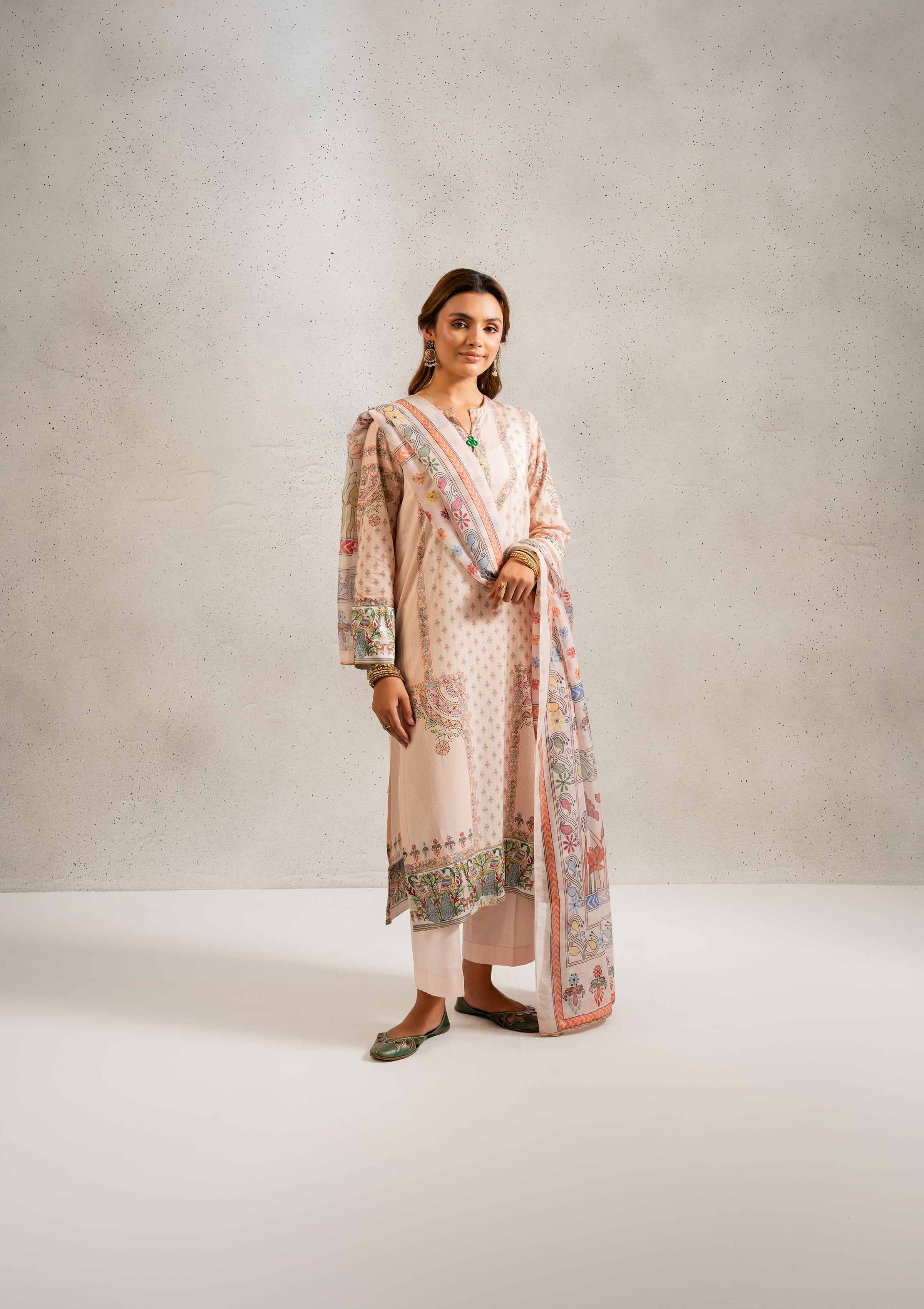 NishatUK - Brown Printed Lawn 3-piece ready to wear Suit
