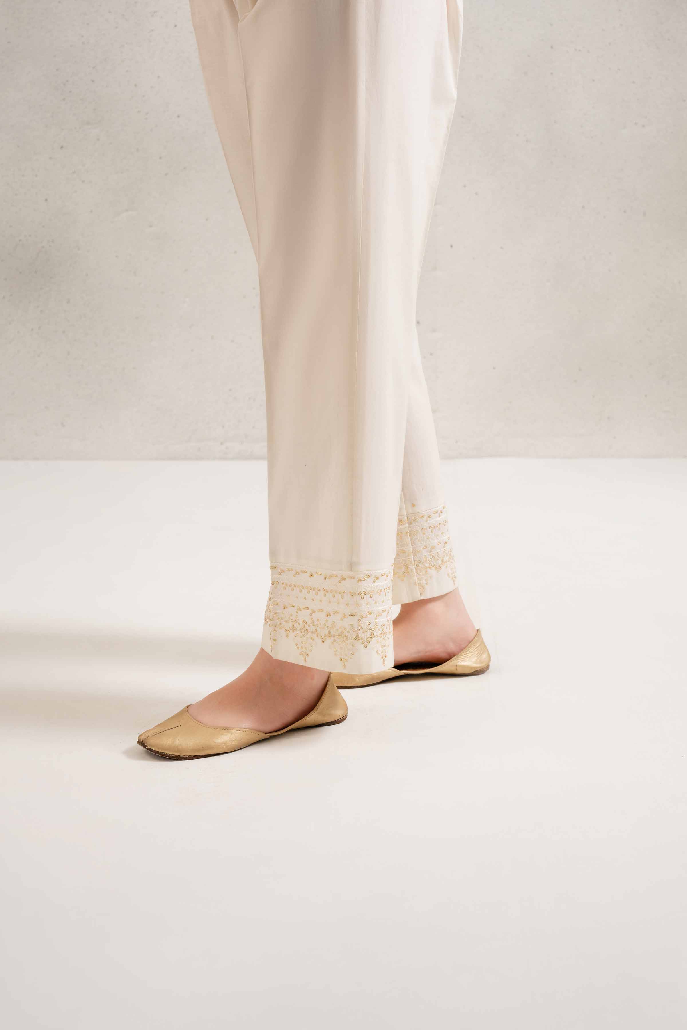 NishatUK - Brown Embroidered Cambric 1-piece ready to wear Trouser