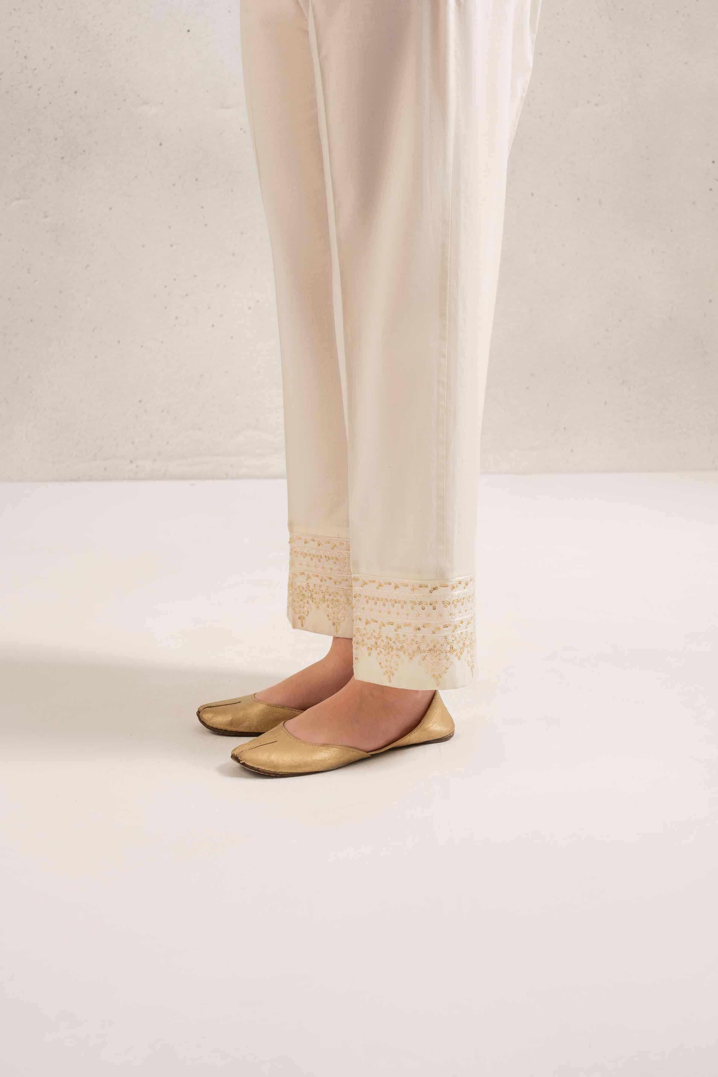NishatUK - Brown Embroidered Cambric 1-piece ready to wear Trouser