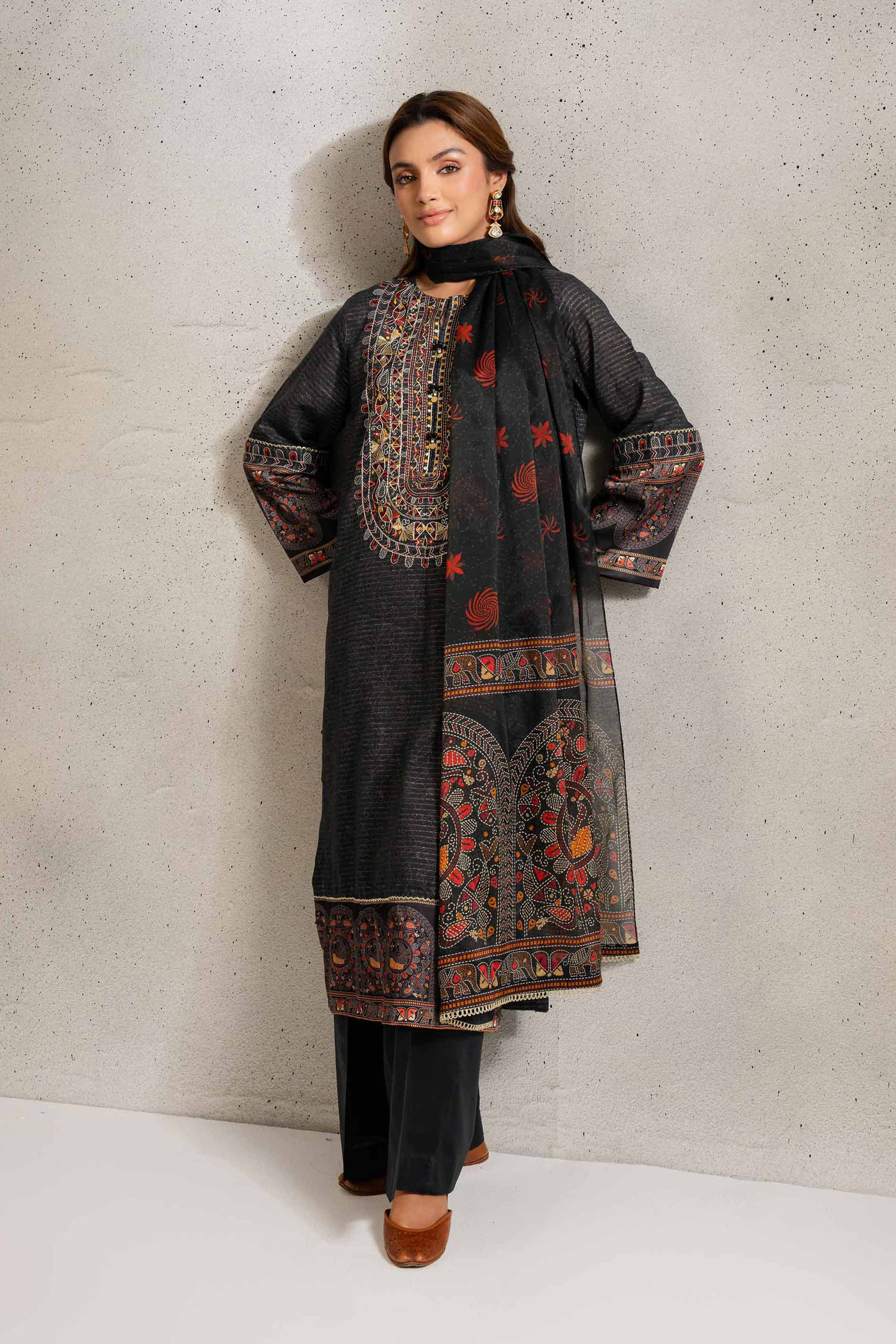 NishatUK - Brown Embroidered Jacquard 3-piece ready to wear Suit