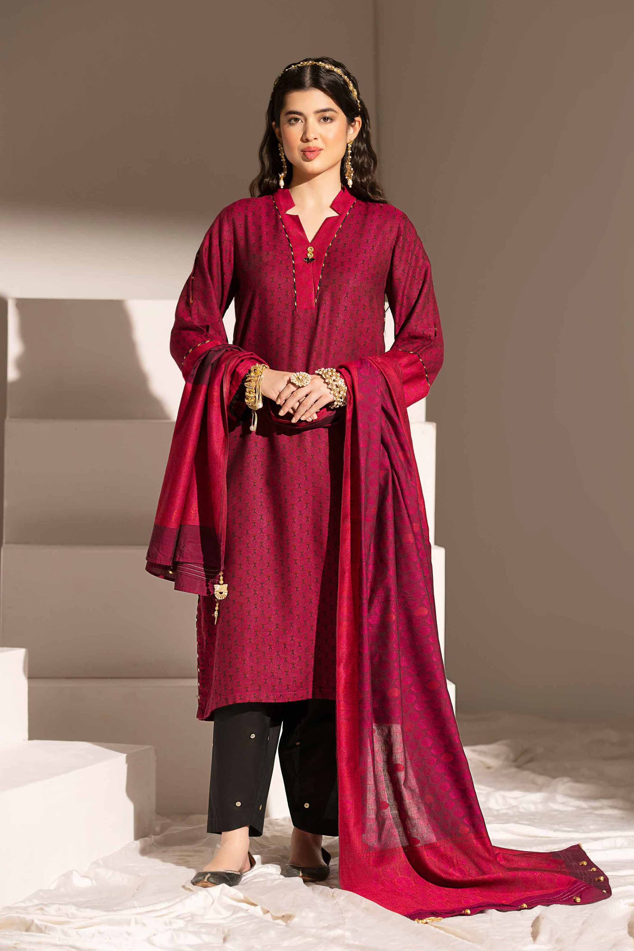 NishatUK - Brown Solids Jacquard 2-piece ready to wear Dress