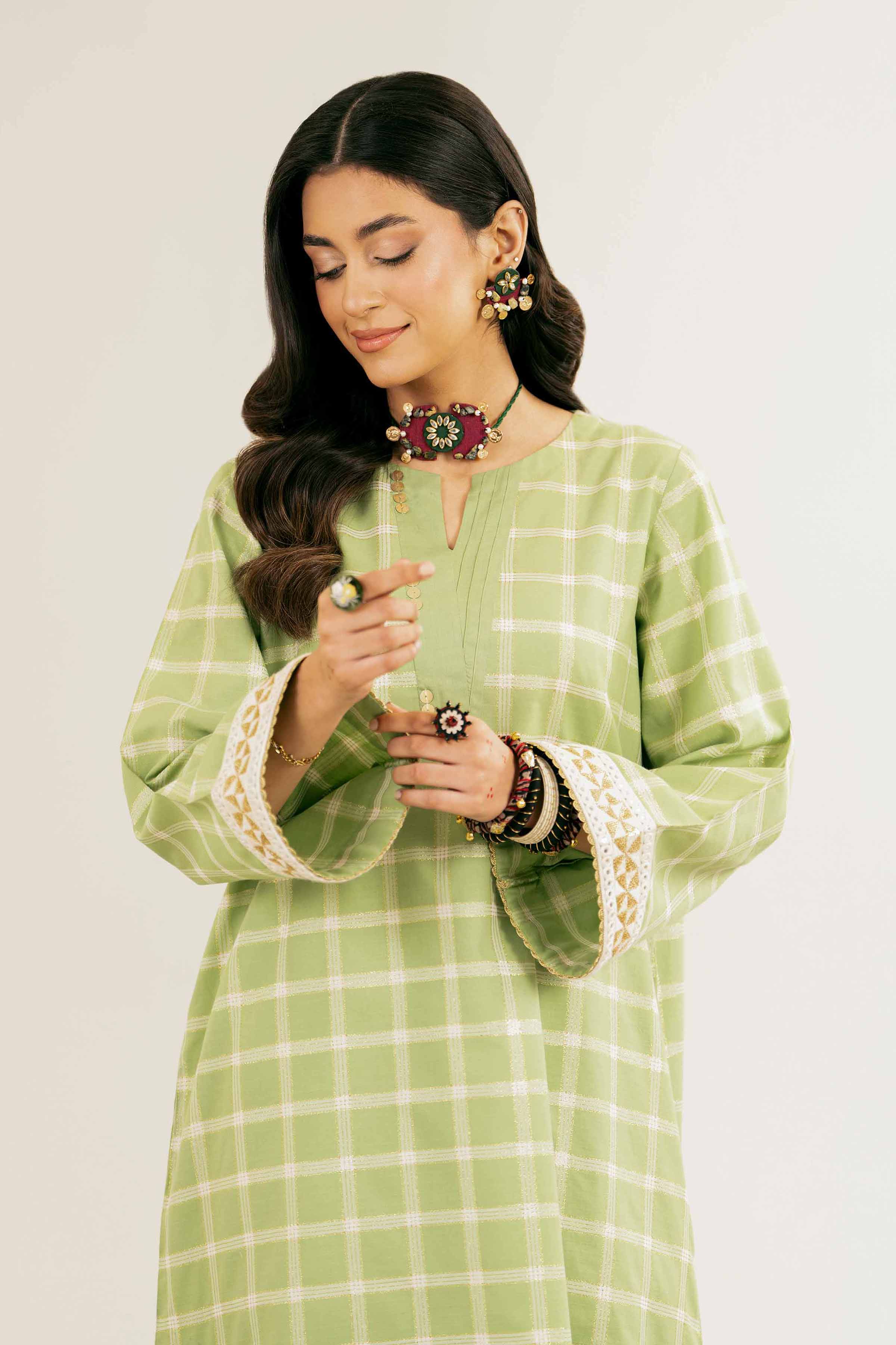 NishatUK - Brown Embroidered Yarn Dyed 2-piece ready to wear Dress