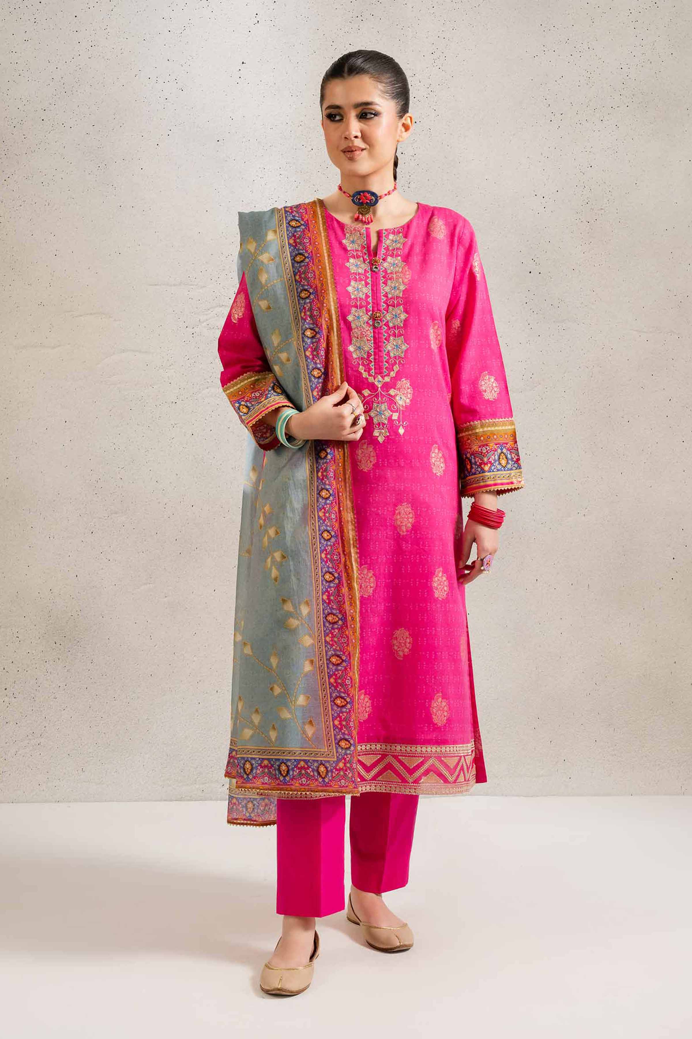 NishatUK - Brown Embroidered Jacquard 3-piece ready to wear Suit