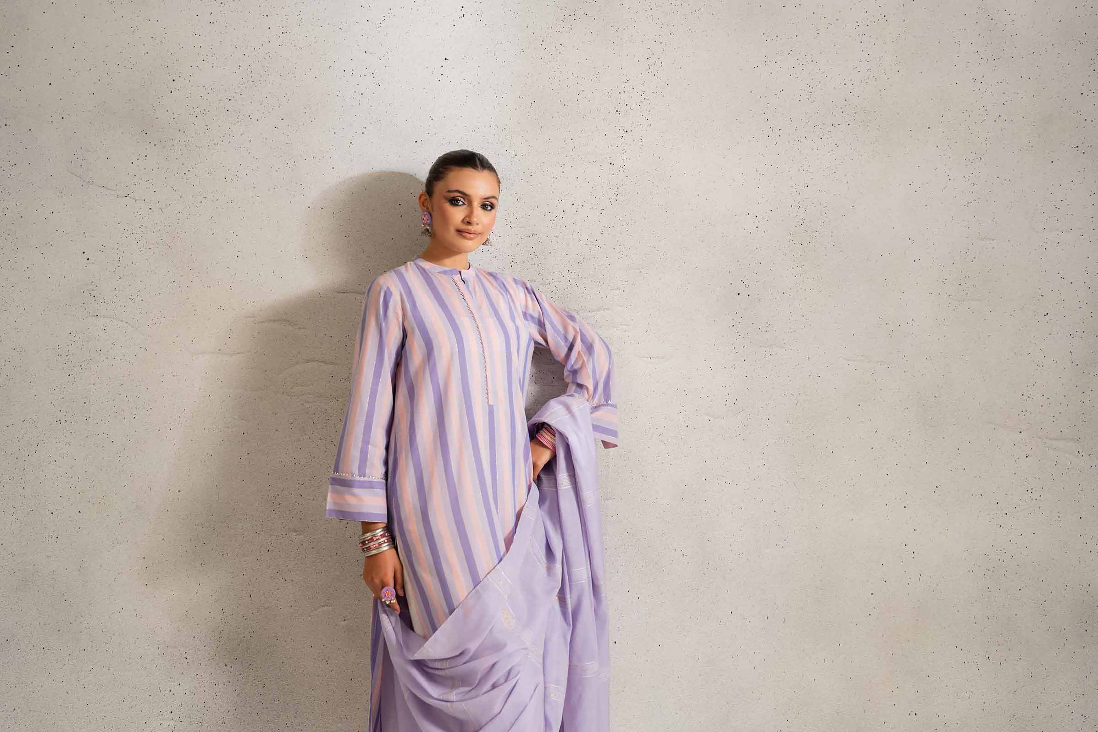 NishatUK - Brown Solids Yarn Dyed 2-piece ready to wear Dress