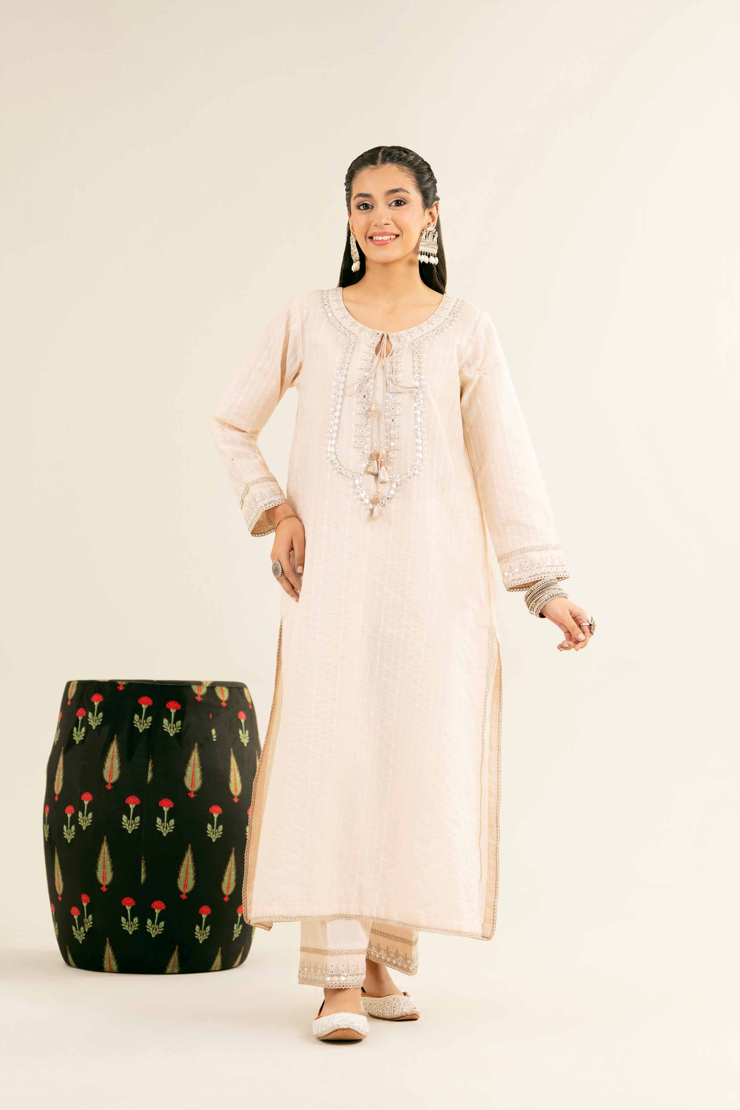 NishatUK - Brown Embroidered Jacquard 2-piece ready to wear Dress