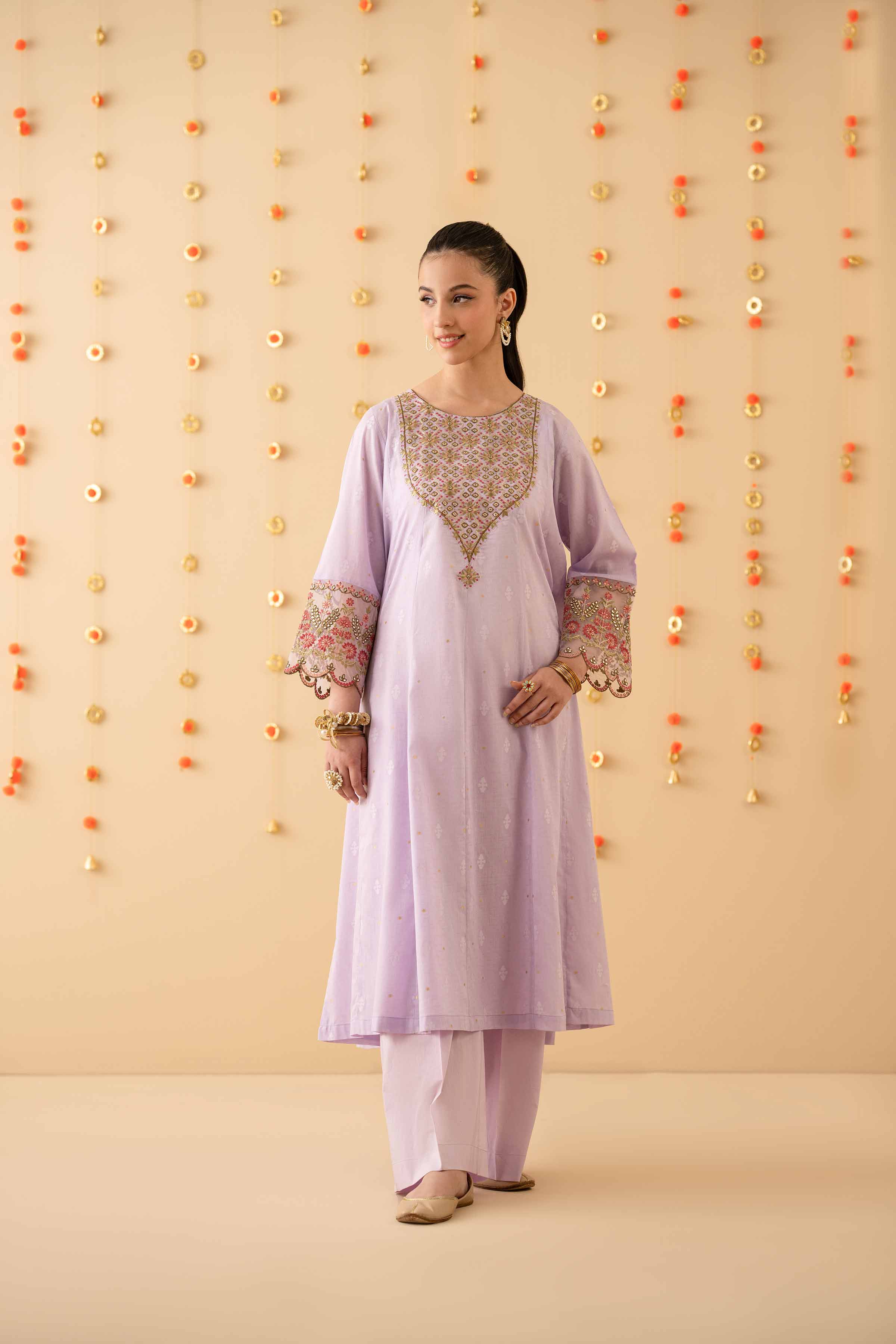 NishatUK - Purple Embroidered Jacquard 2-piece ready to wear Dress
