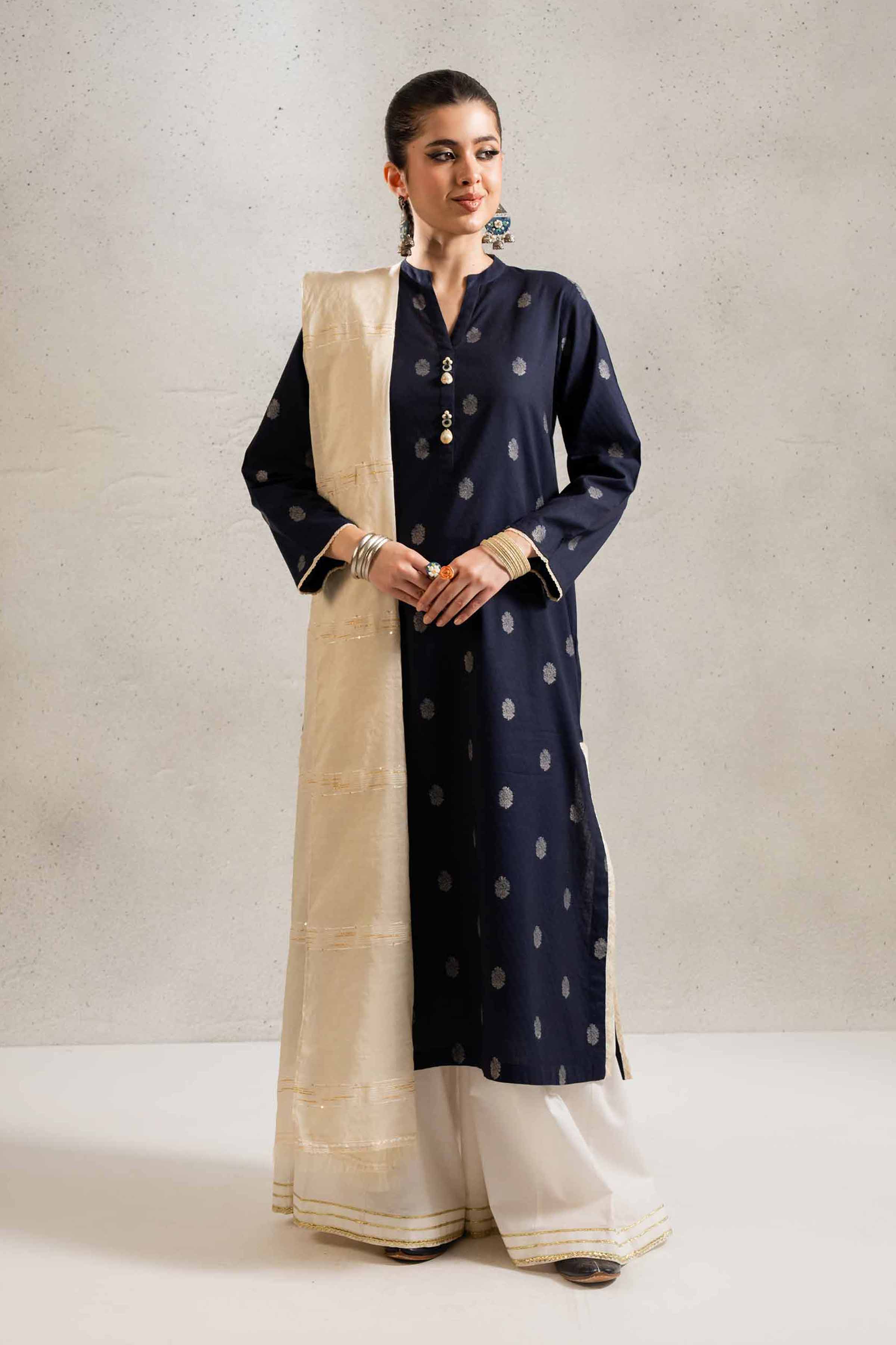 NishatUK - Brown Solids Jacquard 2-piece ready to wear Dress