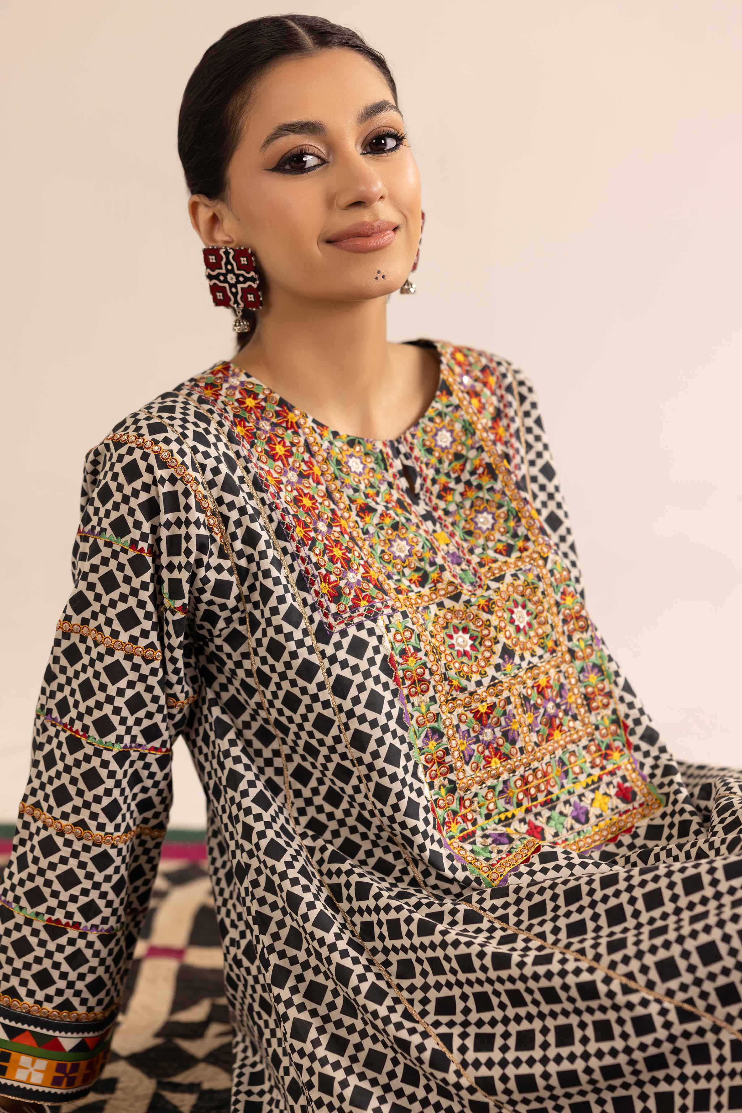 NishatUK - Brown Embroidered Lawn 2-piece ready to wear Dress
