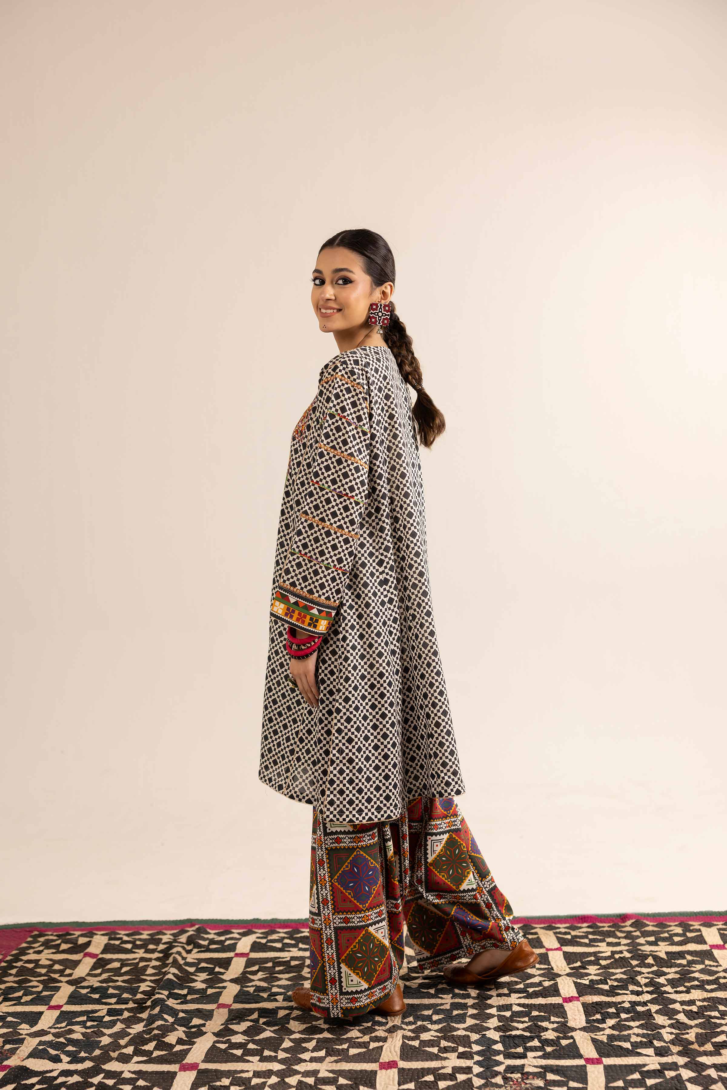 NishatUK - Brown Embroidered Lawn 2-piece ready to wear Dress