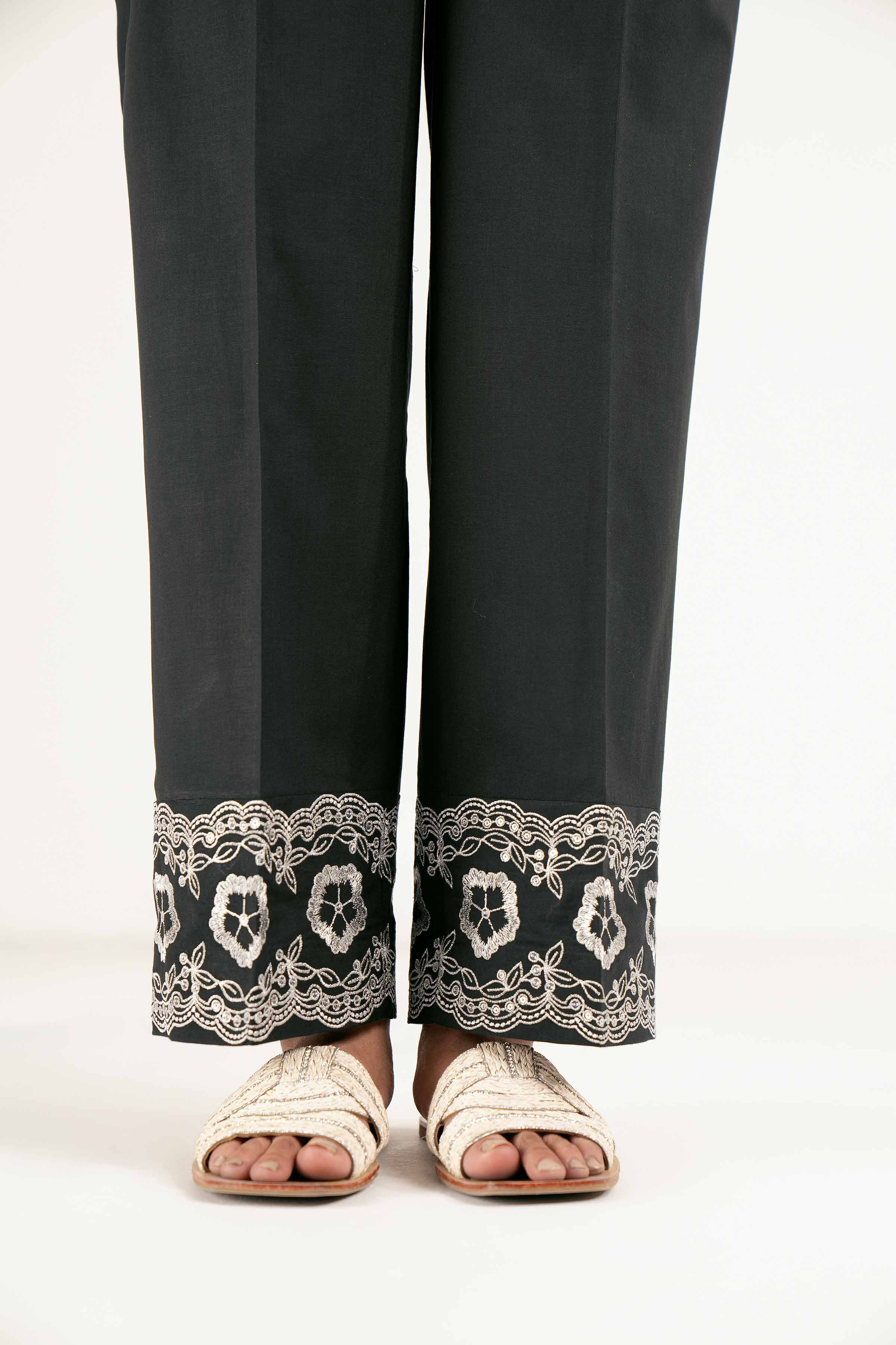 NishatUK - Brown Embroidered Cambric 1-piece ready to wear Trouser