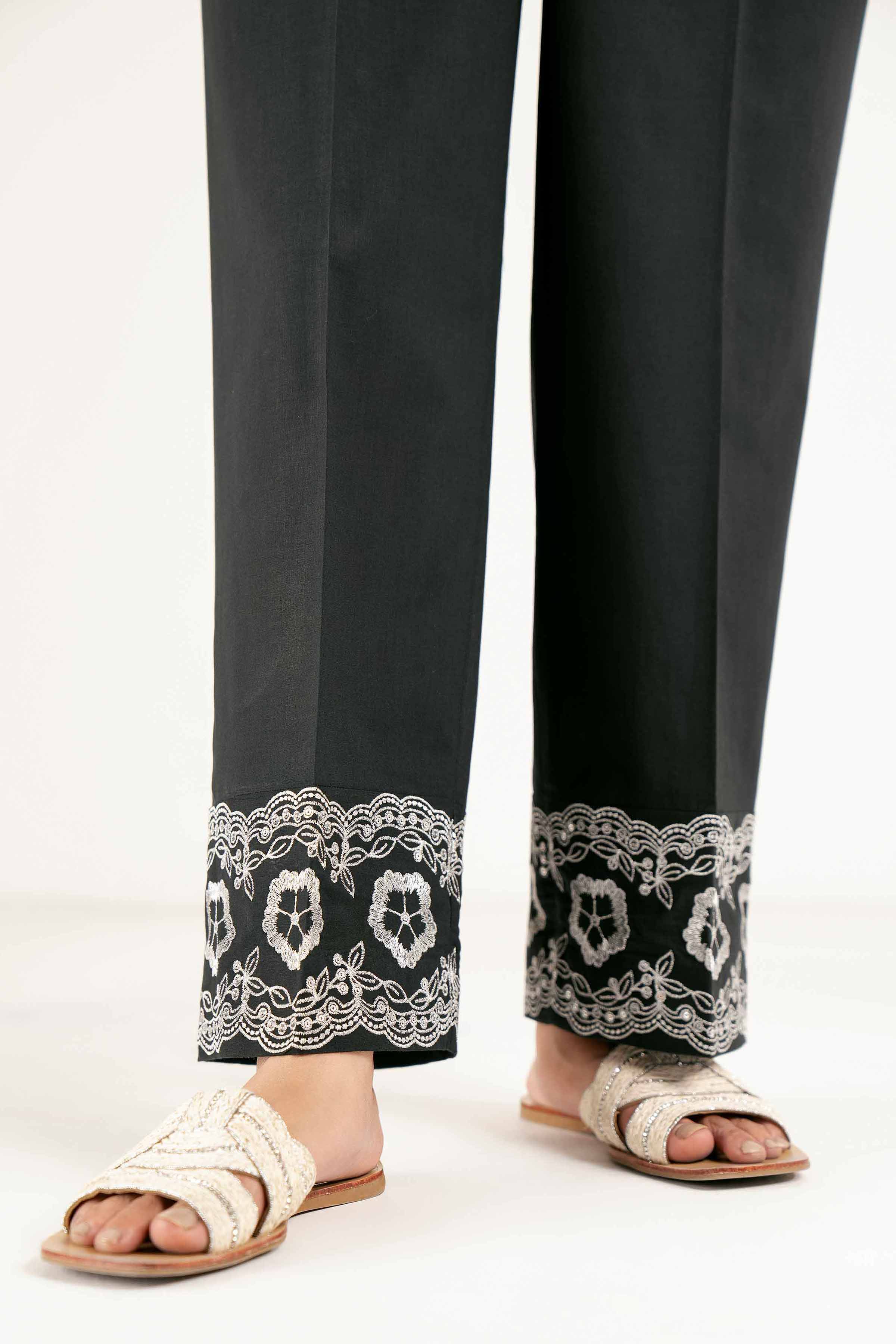 NishatUK - Brown Embroidered Cambric 1-piece ready to wear Trouser