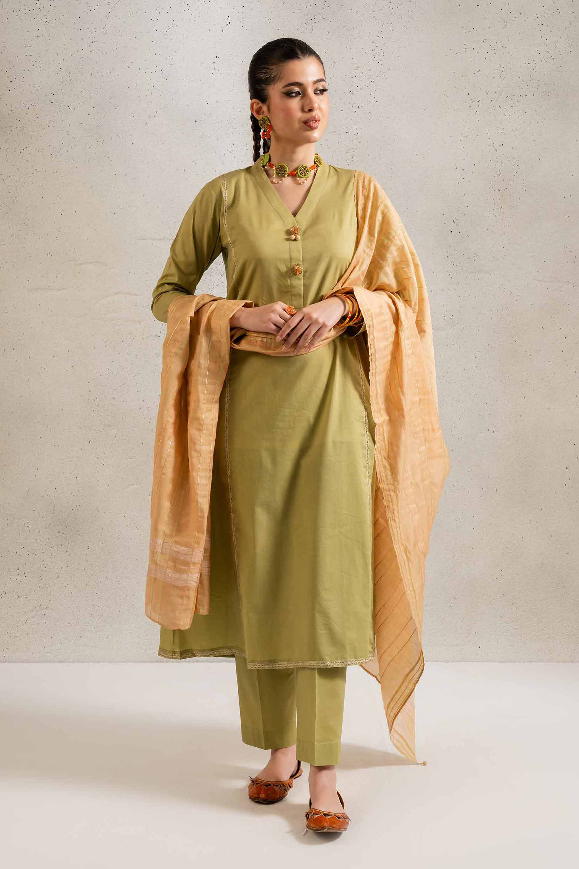 NishatUK - Brown Solids Cambric 3-piece ready to wear Suit