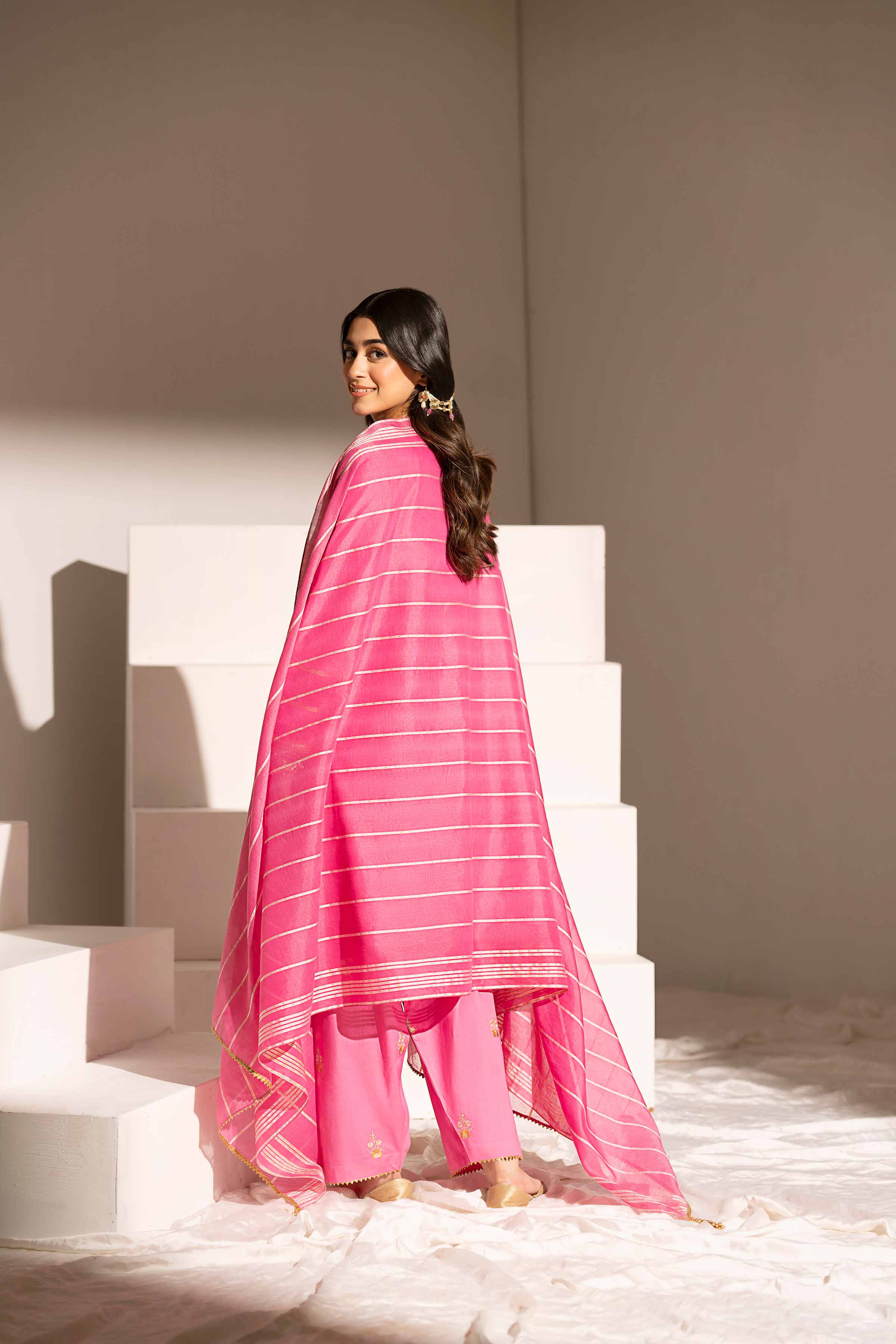 NishatUK - Pink Embroidered Cambric 3-piece ready to wear Suit
