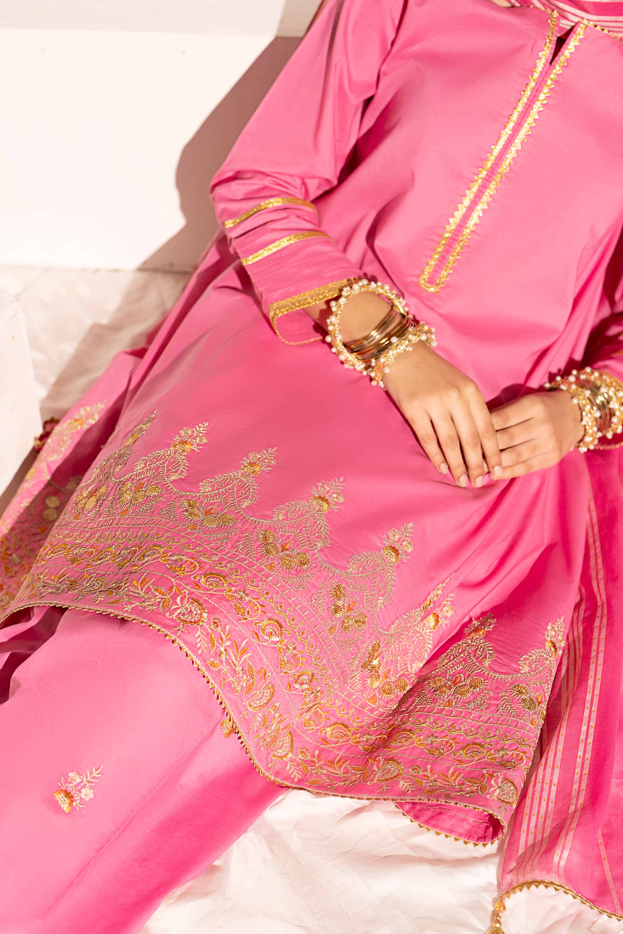 NishatUK - Pink Embroidered Cambric 3-piece ready to wear Suit