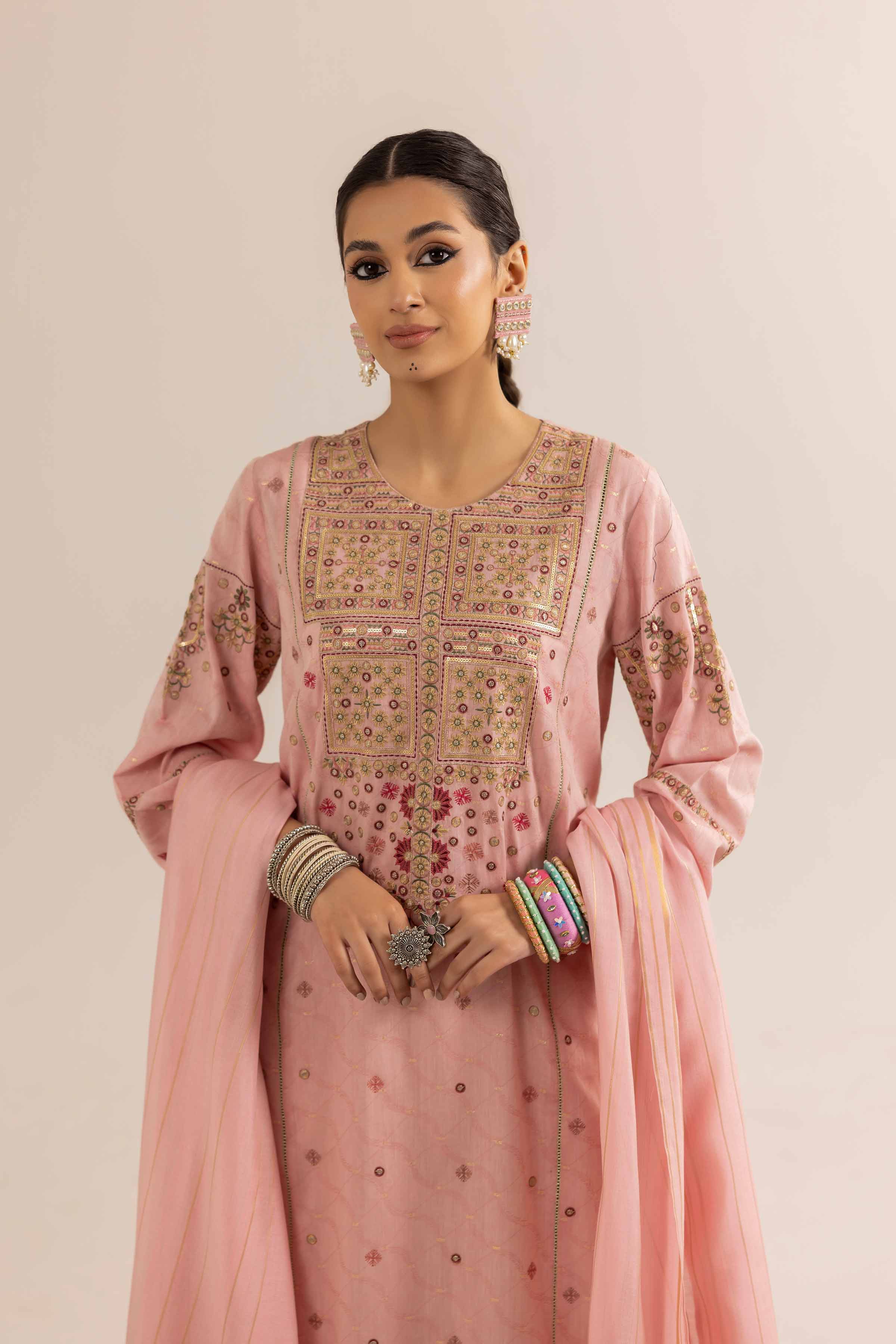 NishatUK - Brown Embroidered Jacquard 2-piece ready to wear Dress