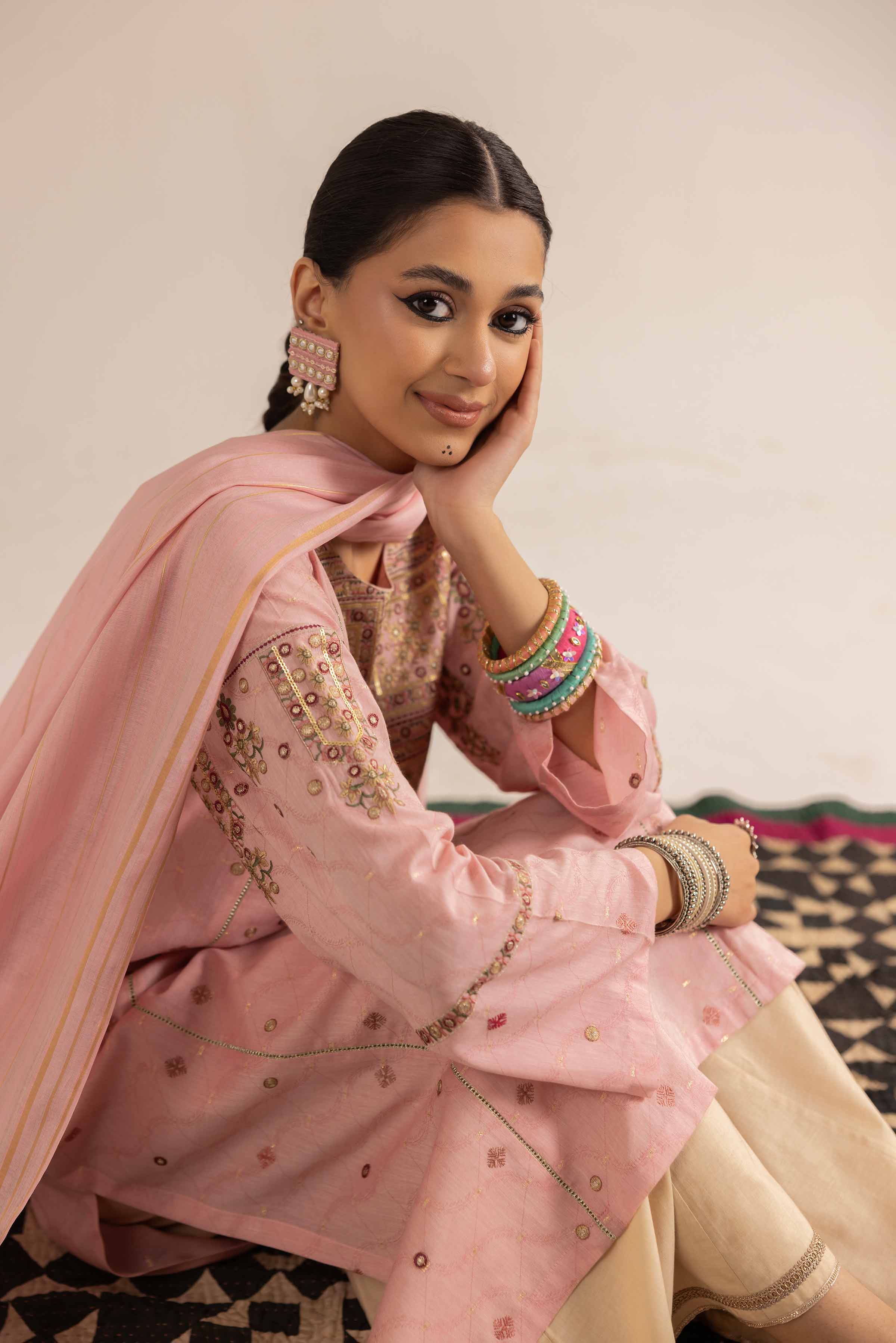 NishatUK - Brown Embroidered Jacquard 2-piece ready to wear Dress