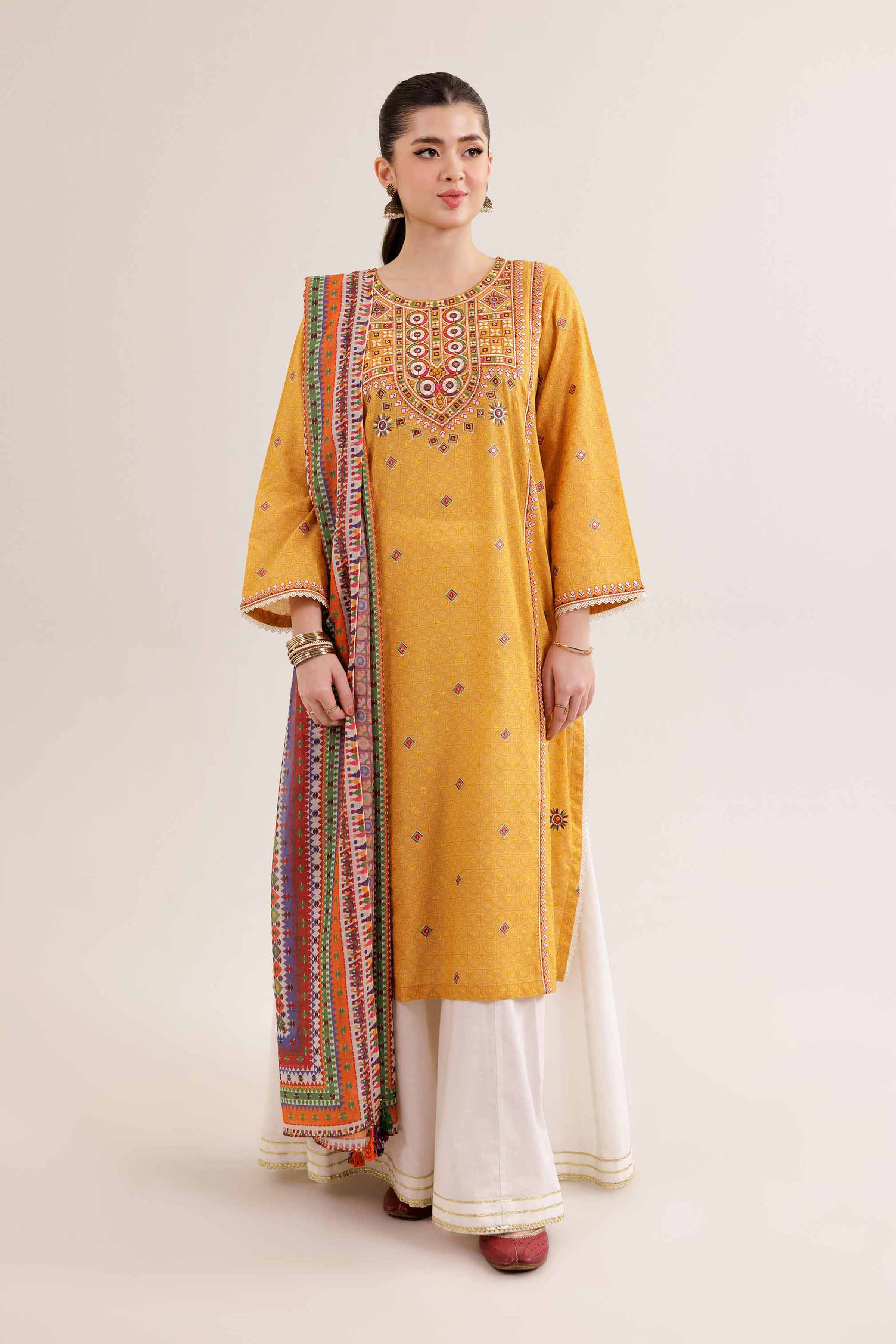 NishatUK - Brown Embroidered Lawn 2-piece ready to wear Dress