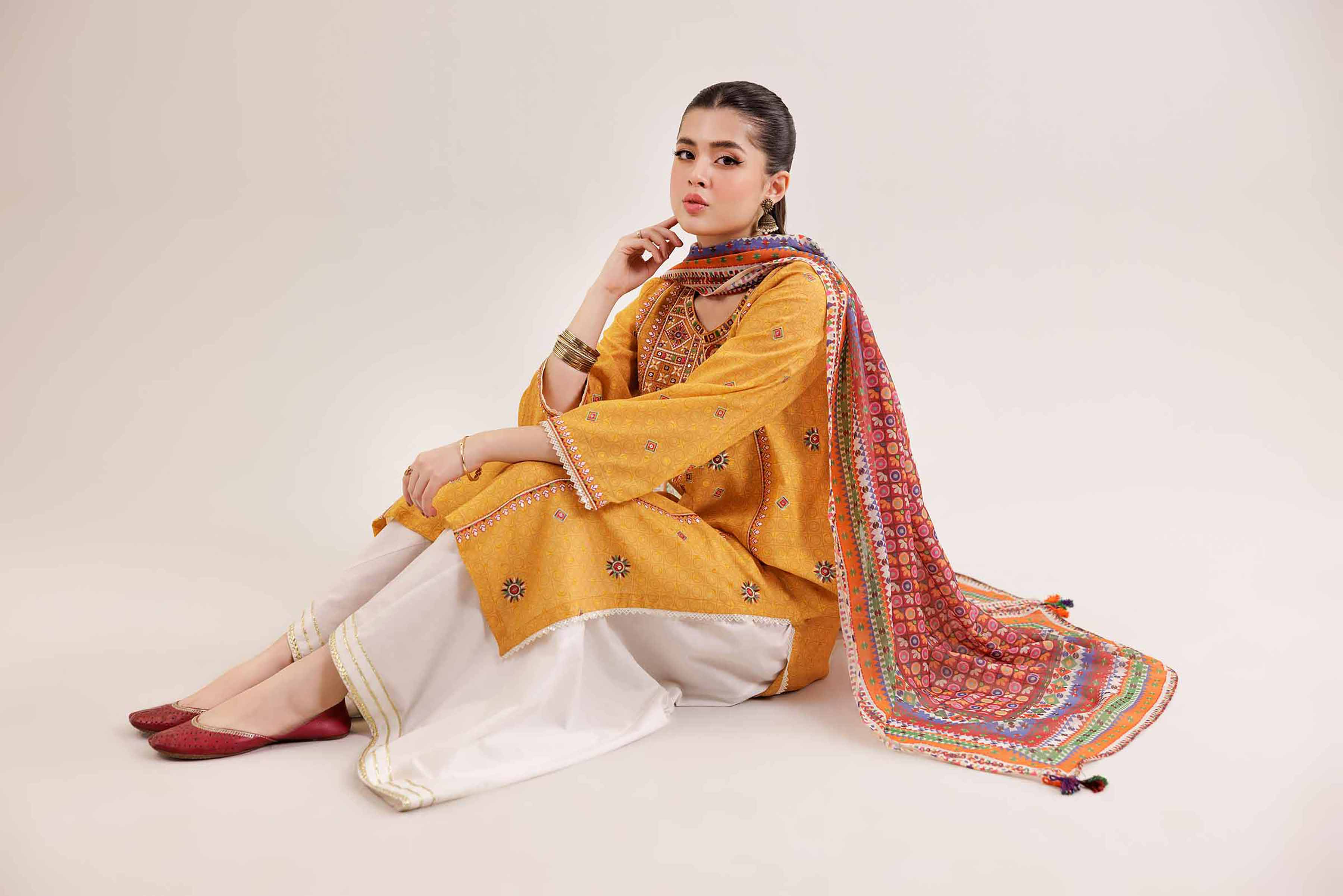 NishatUK - Brown Embroidered Lawn 2-piece ready to wear Dress