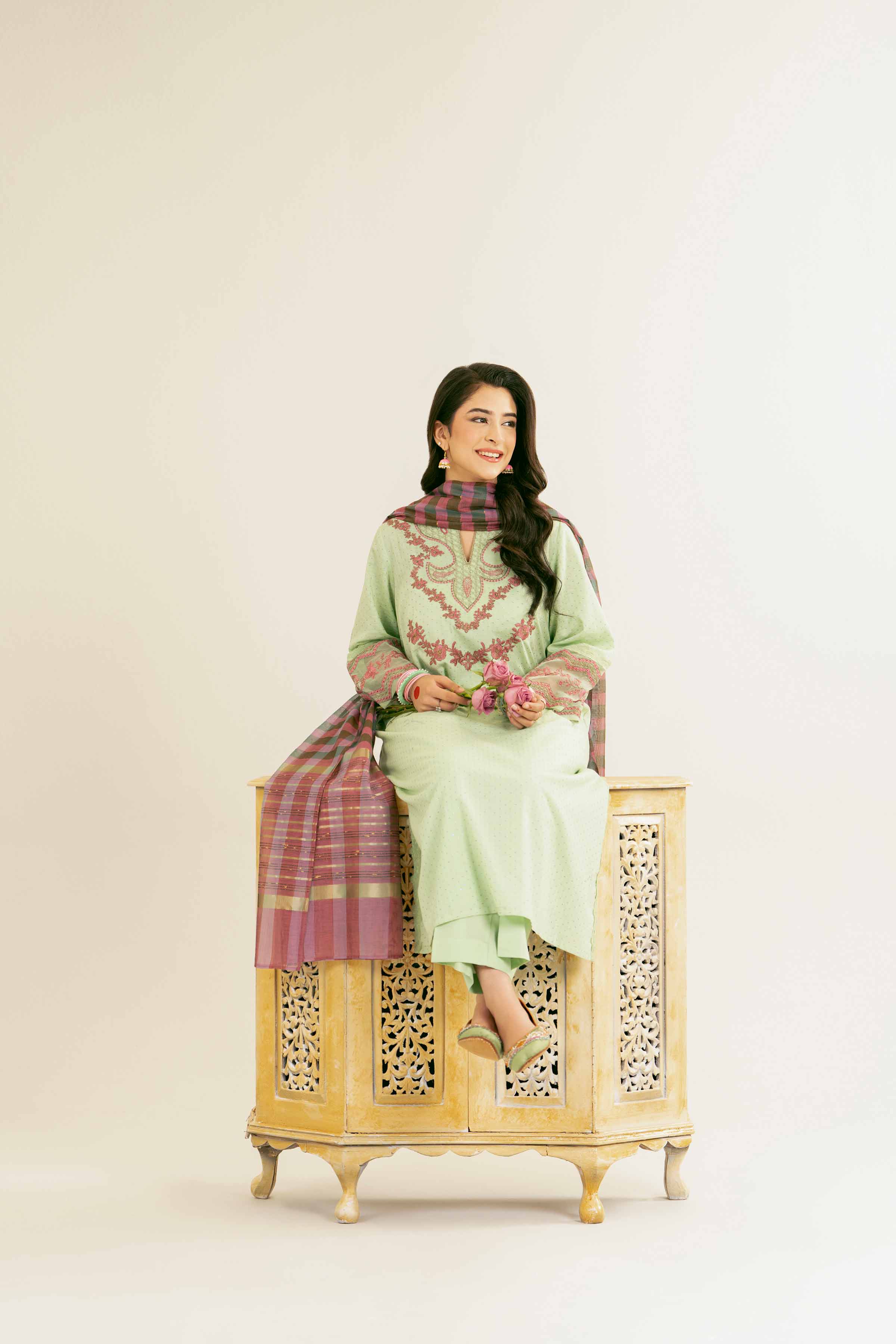 NishatUK - Brown Embroidered Jacquard 3-piece ready to wear Suit