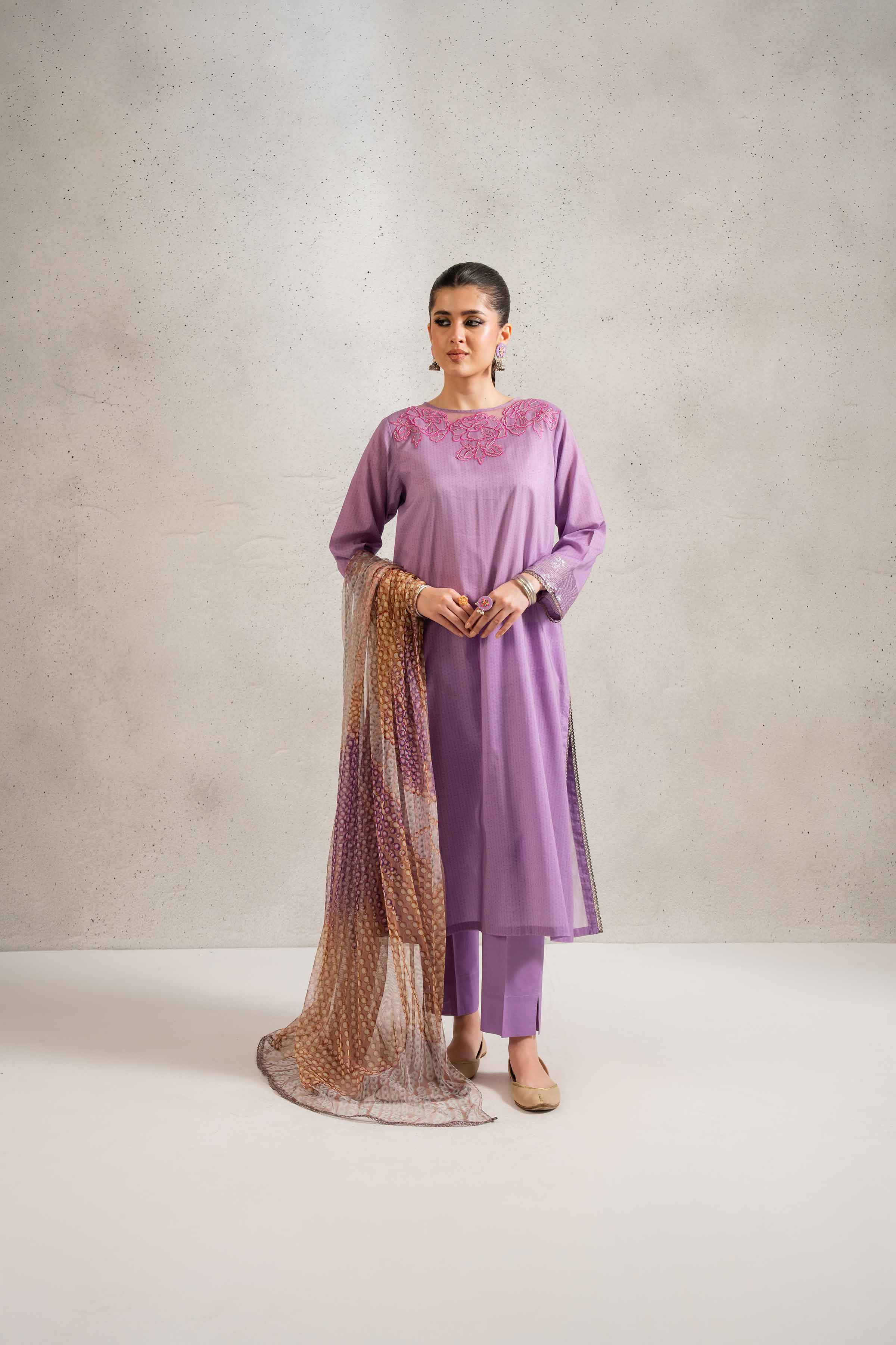 NishatUK - Brown Embroidered Lawn 3-piece ready to wear Suit