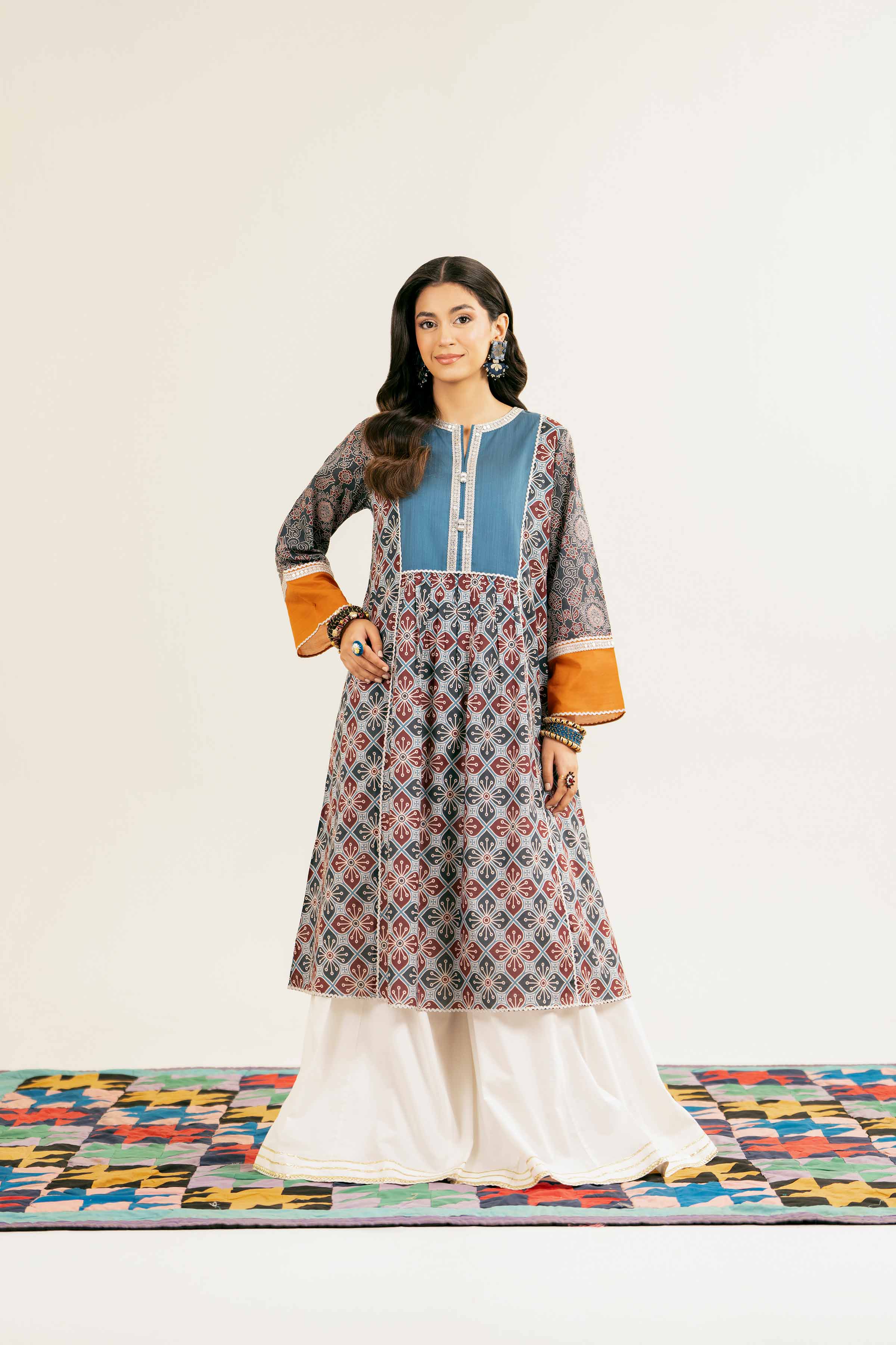 NishatUK - Brown Printed Lawn 1-piece ready to wear Shirt