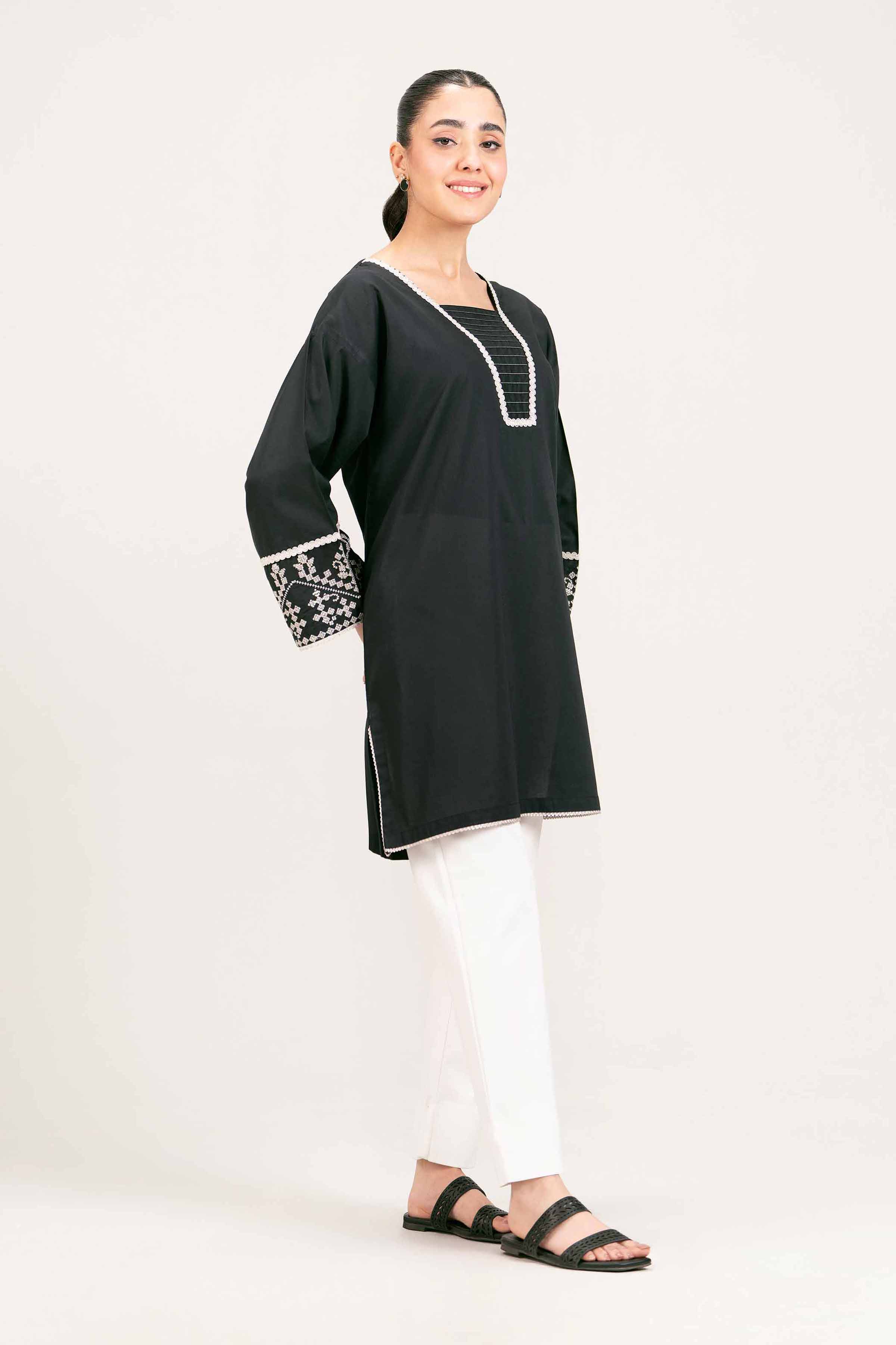 NishatUK - Brown Embroidered Cambric 1-piece ready to wear Tunic