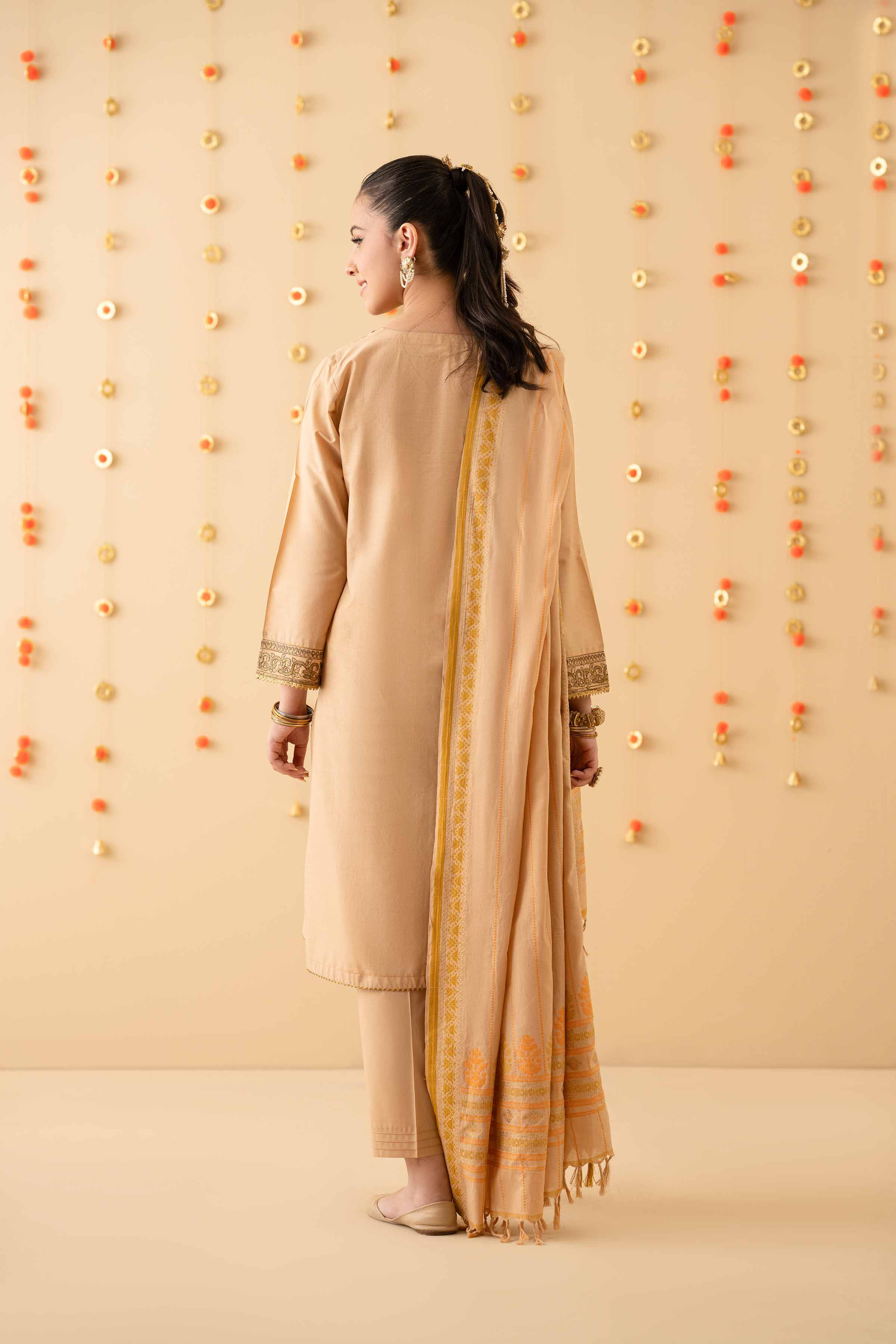 NishatUK - Beige Embroidered Cambric 3-piece ready to wear Suit