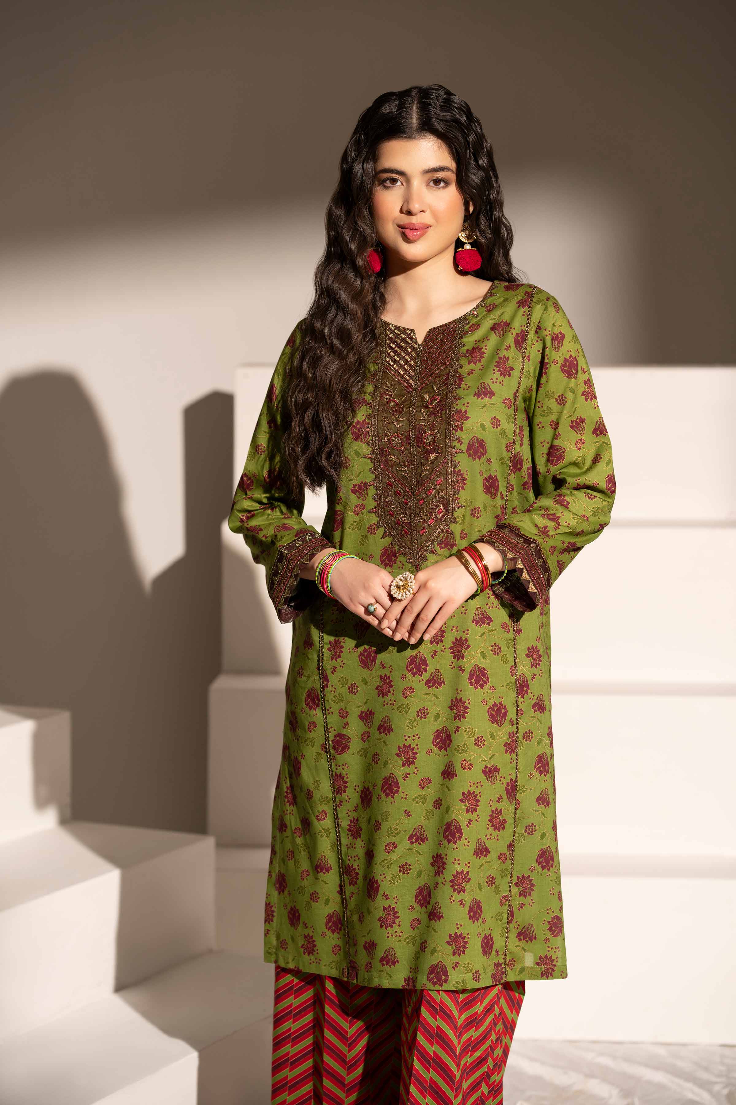 NishatUK - Brown Embroidered Lawn 2-piece ready to wear Dress