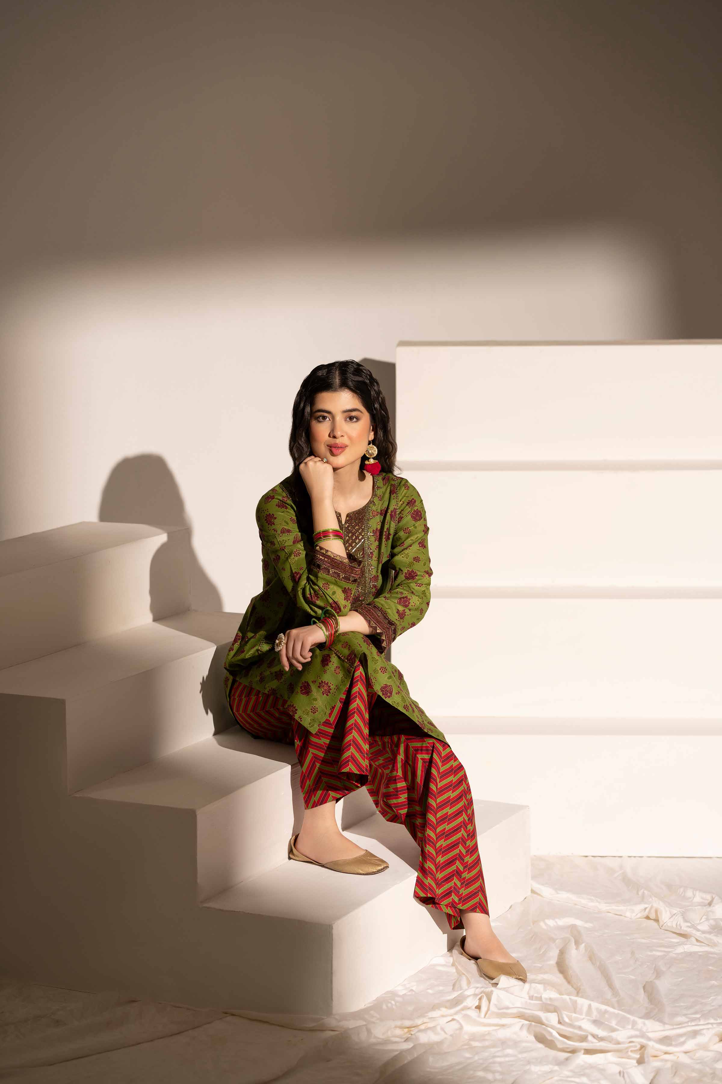 NishatUK - Brown Embroidered Lawn 2-piece ready to wear Dress