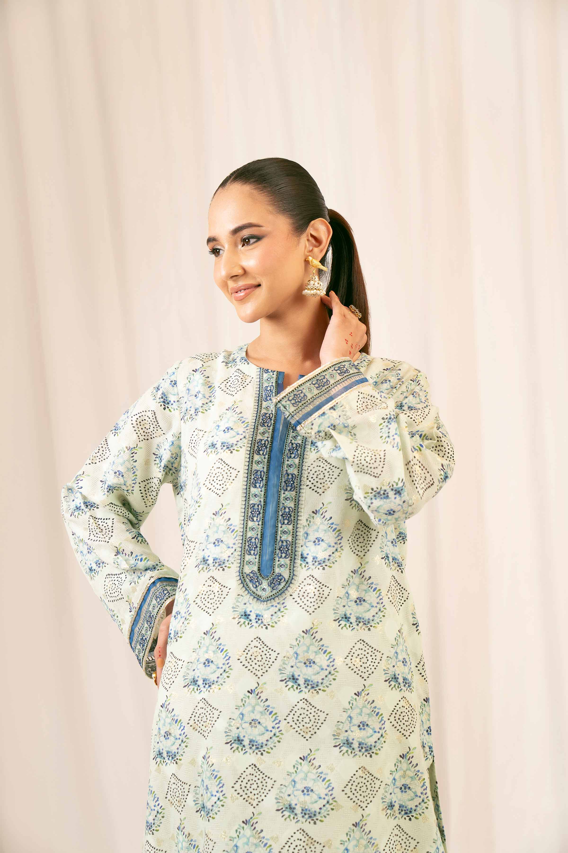 NishatUK - Green Embroidered Jacquard 2-piece ready to wear Dress