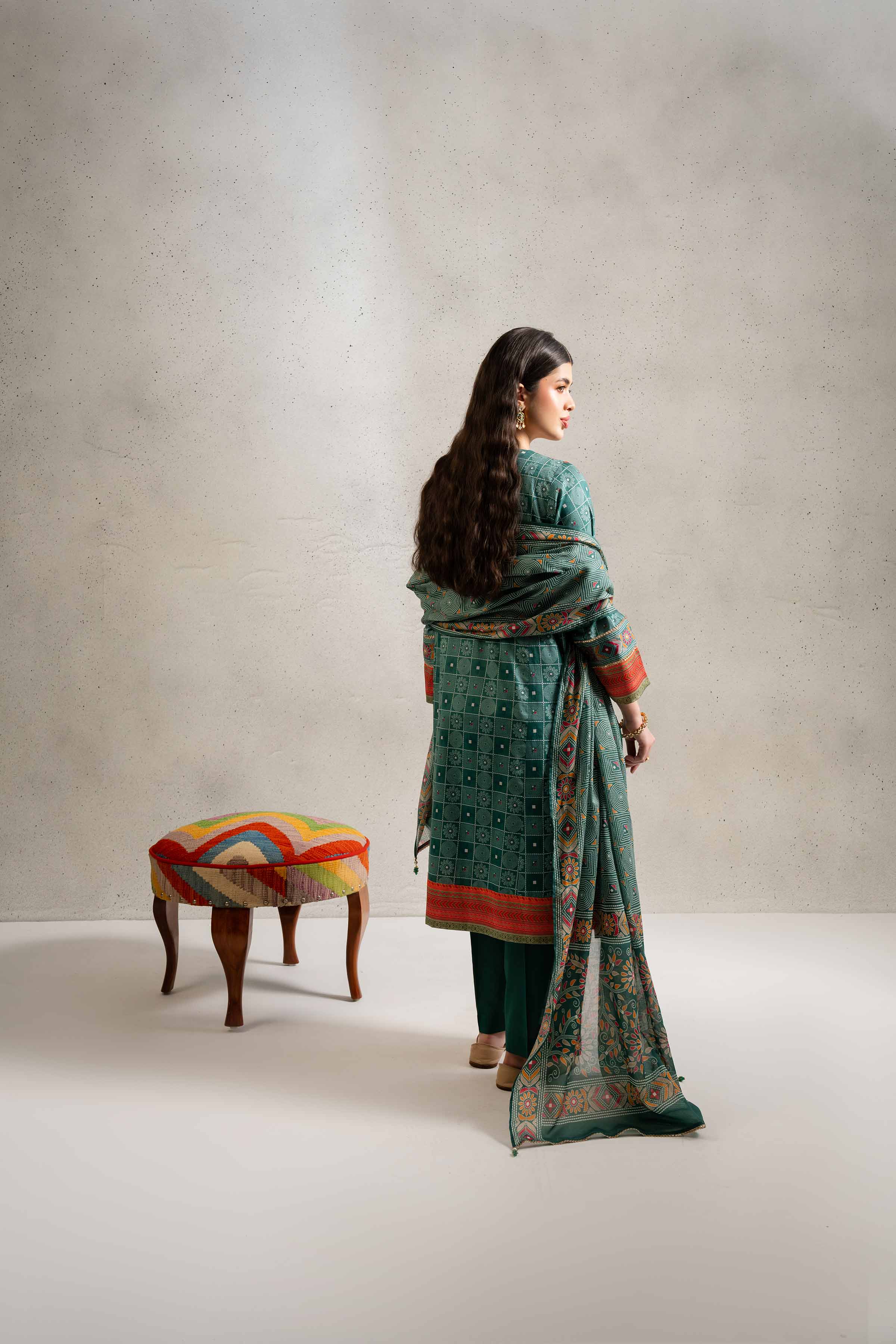 NishatUK - Brown Embroidered Lawn 3-piece ready to wear Suit