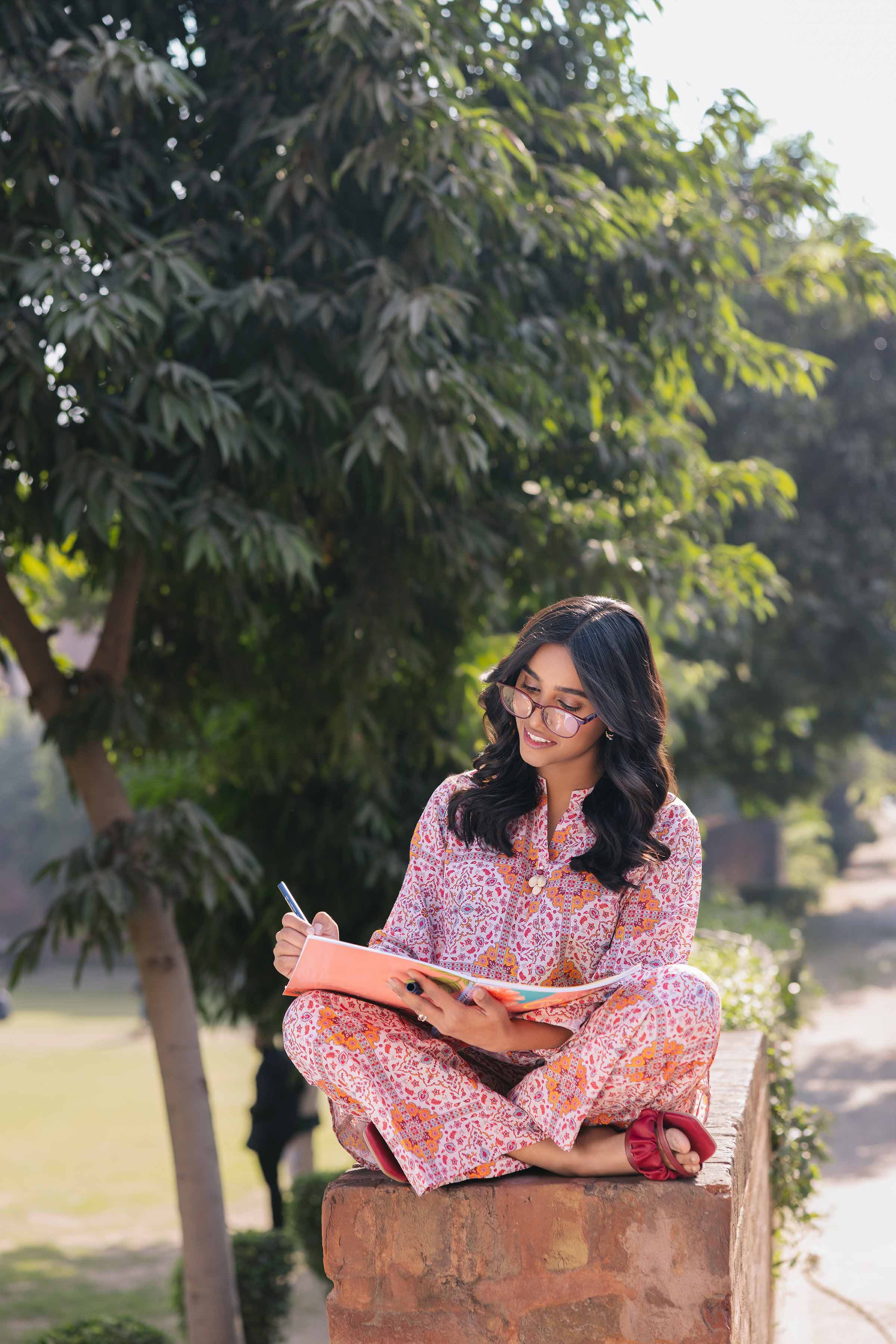 NishatUK - Brown Printed Crepe 2-piece ready to wear Dress