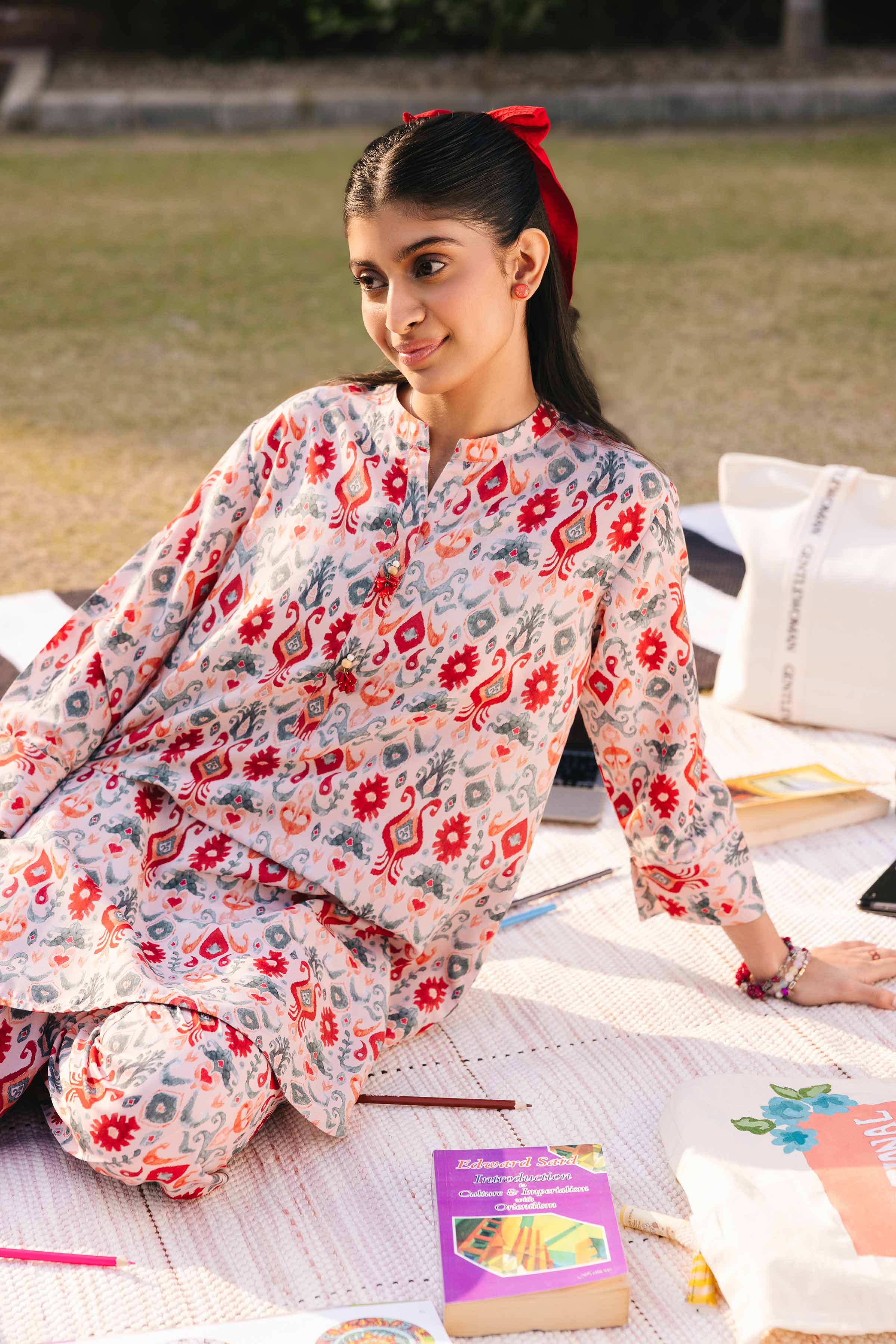 NishatUK - Brown Printed Crepe 2-piece ready to wear Dress