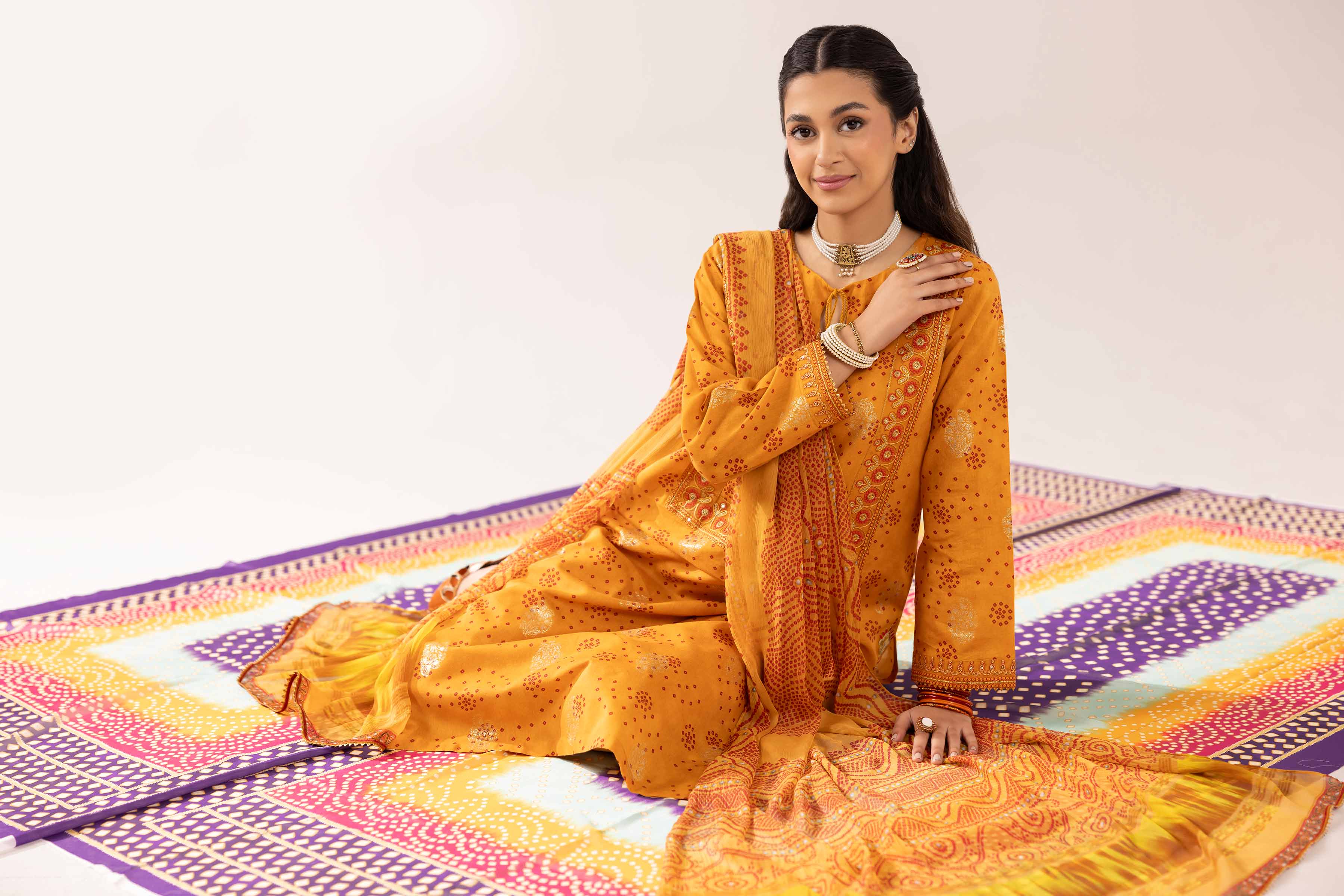 NishatUK - Brown Embroidered Jacquard 3-piece ready to wear Suit