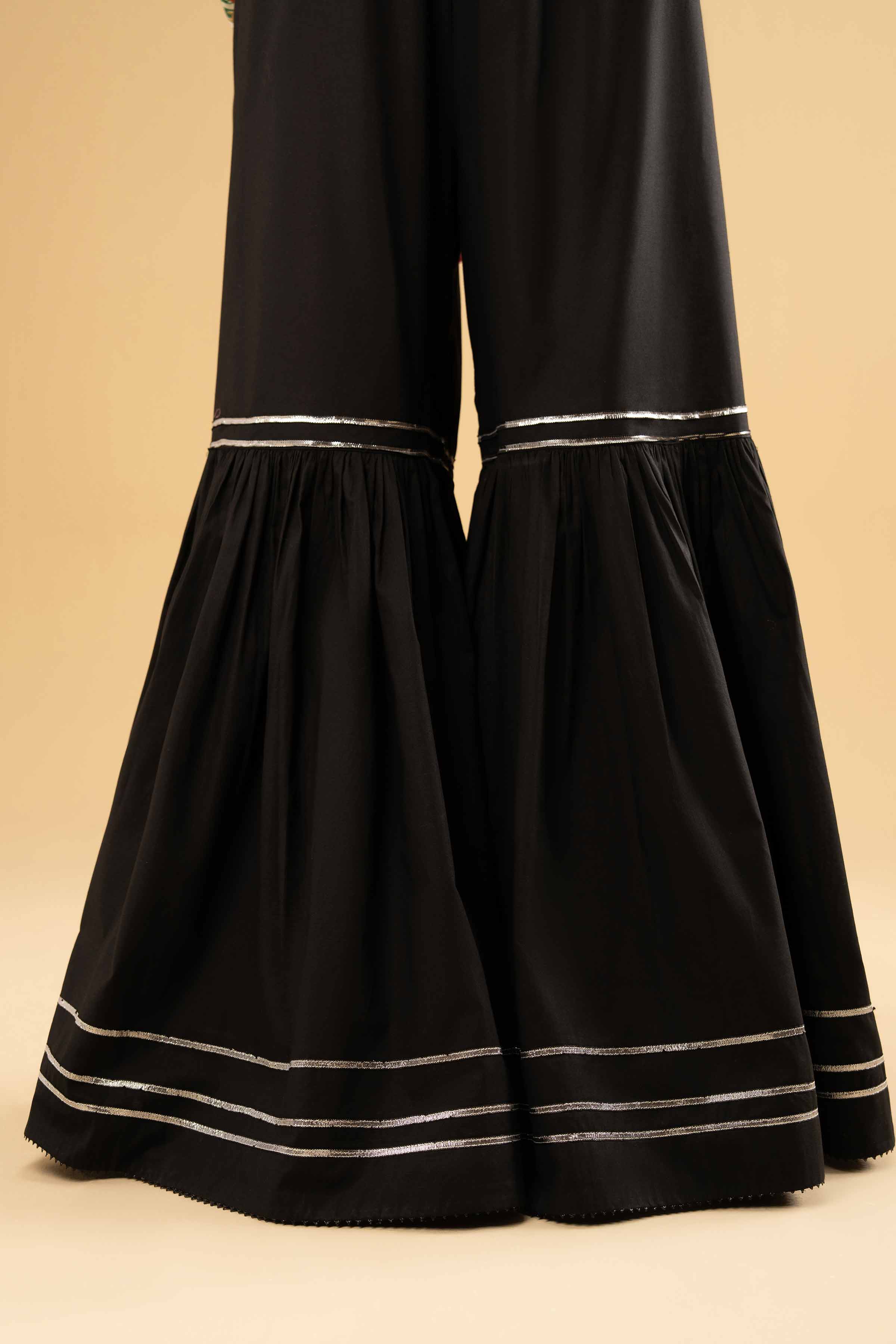 NishatUK - Black Solids Cambric 1-piece ready to wear Sharara