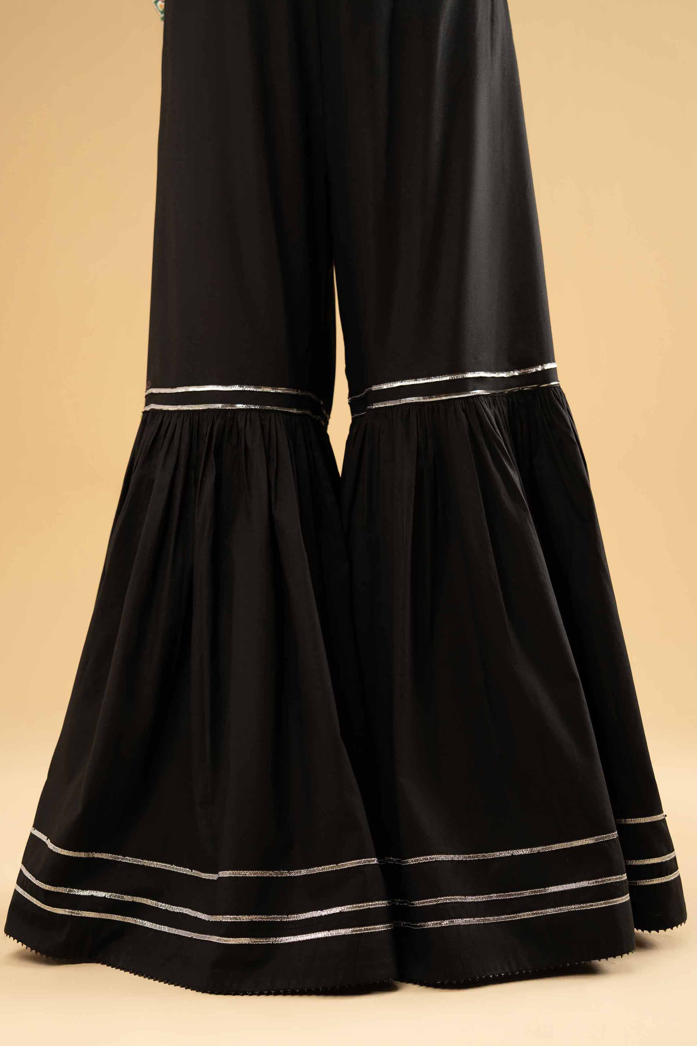 NishatUK - Black Solids Cambric 1-piece ready to wear Sharara