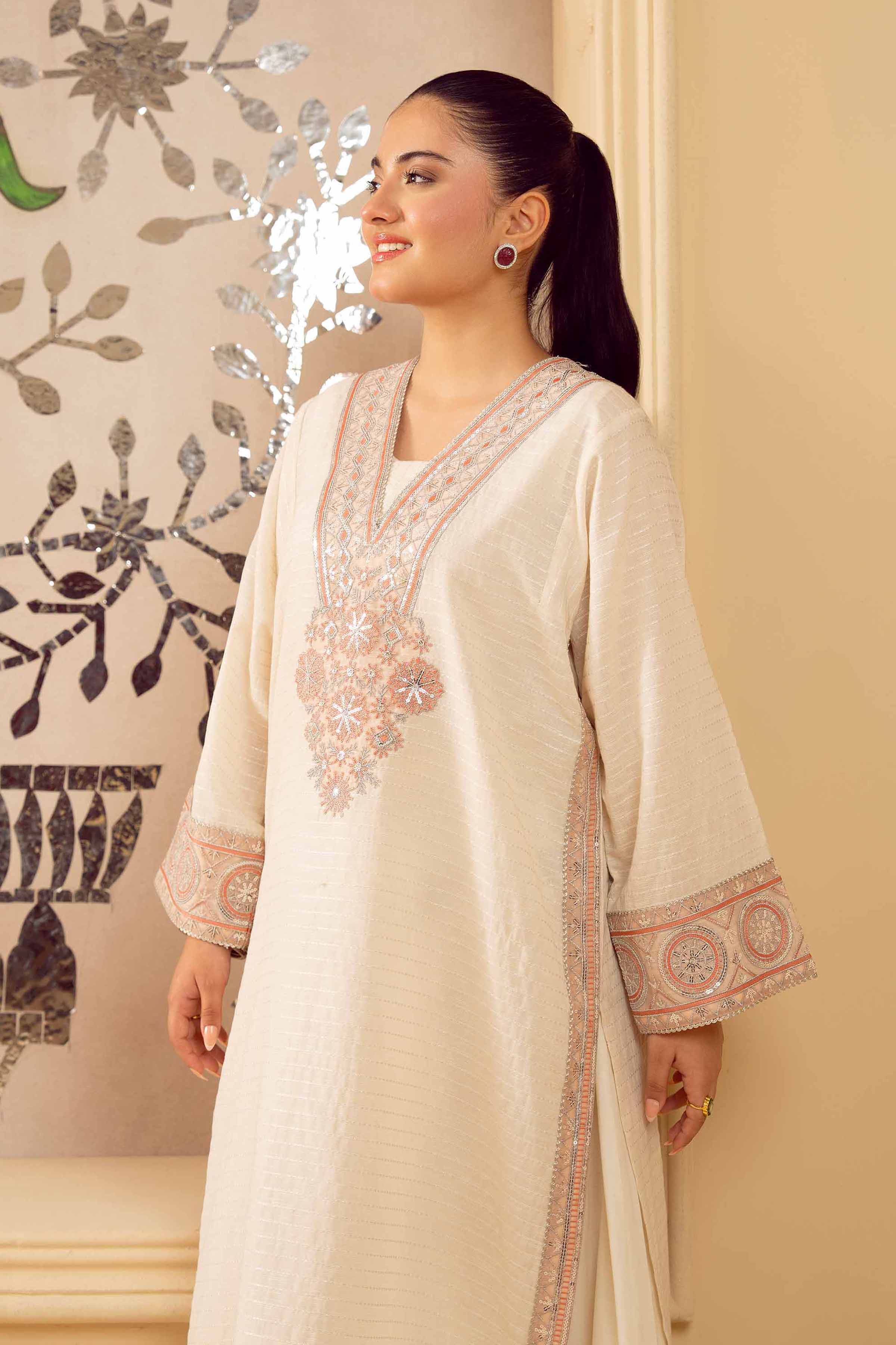 NishatUK - White Embroidered Jacquard 1-piece ready to wear Shirt