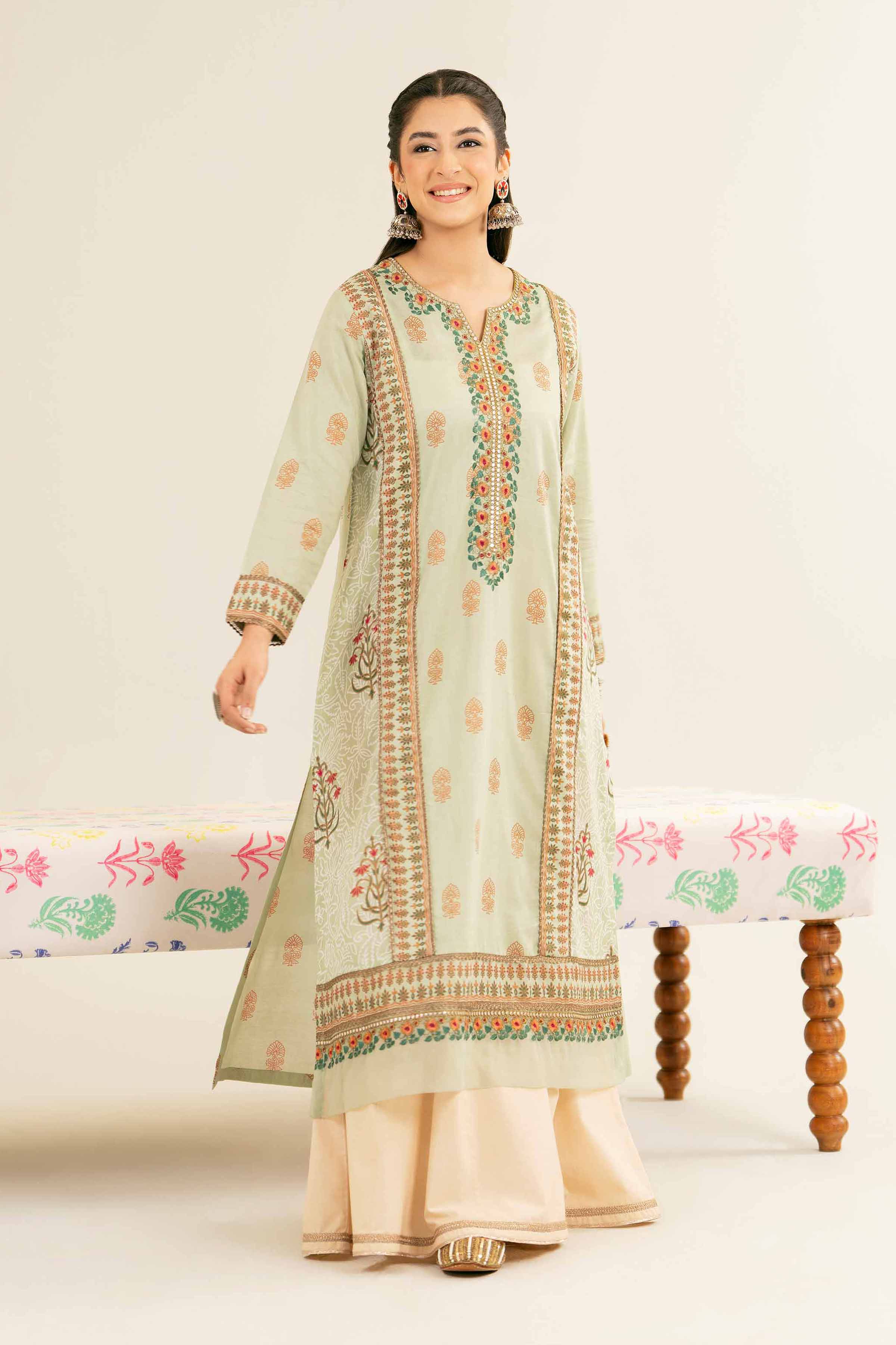 NishatUK - Brown Embroidered Lawn 1-piece ready to wear Shirt