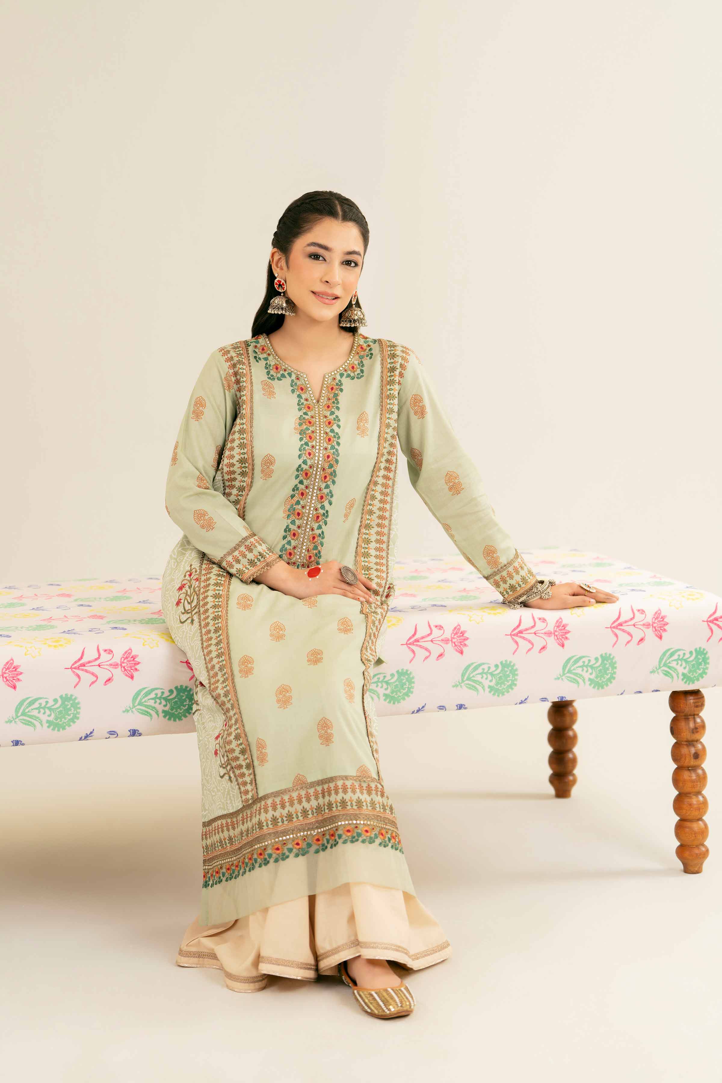 NishatUK - Brown Embroidered Lawn 1-piece ready to wear Shirt
