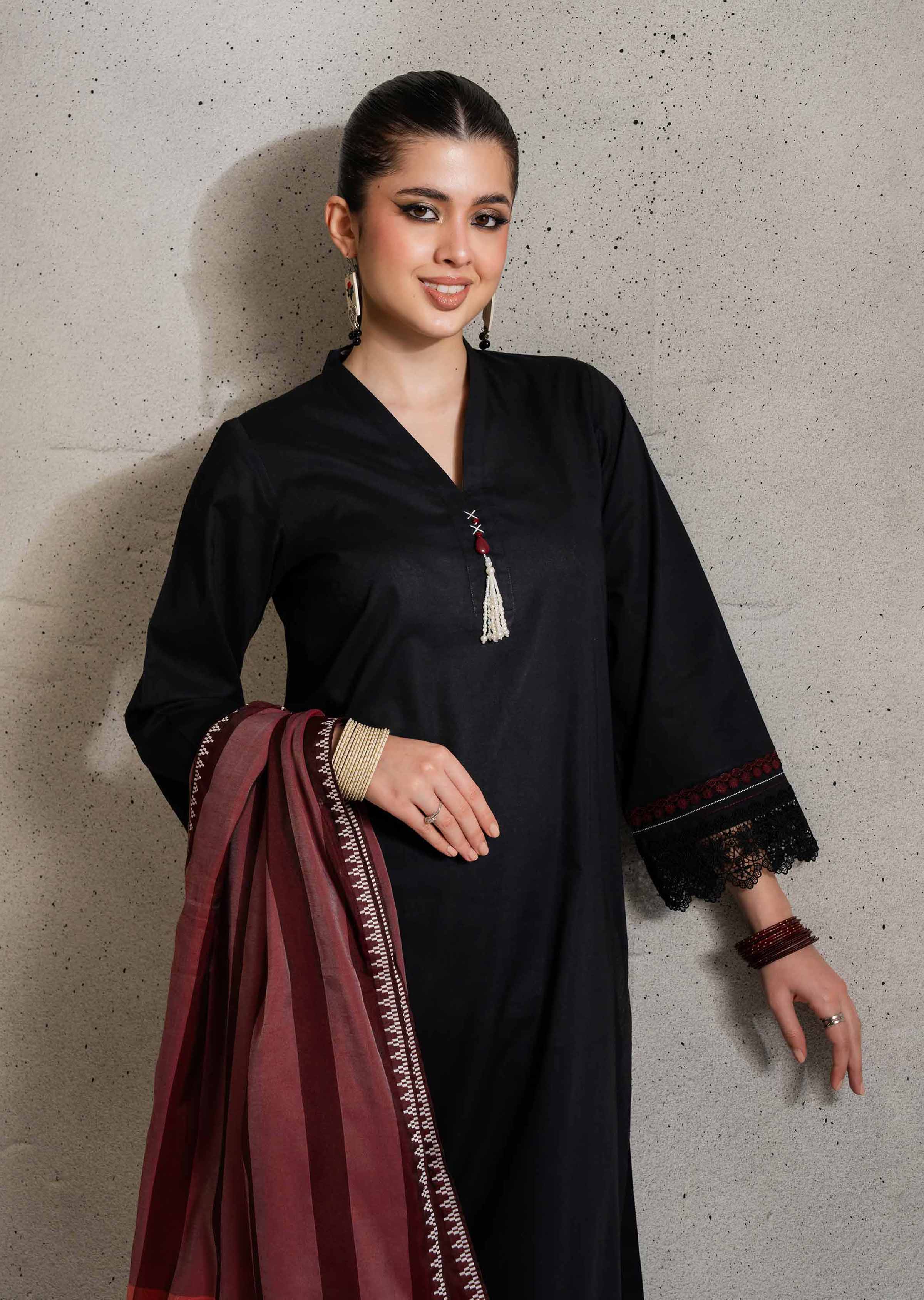 NishatUK - Black Solids Cambric 3-piece ready to wear Suit
